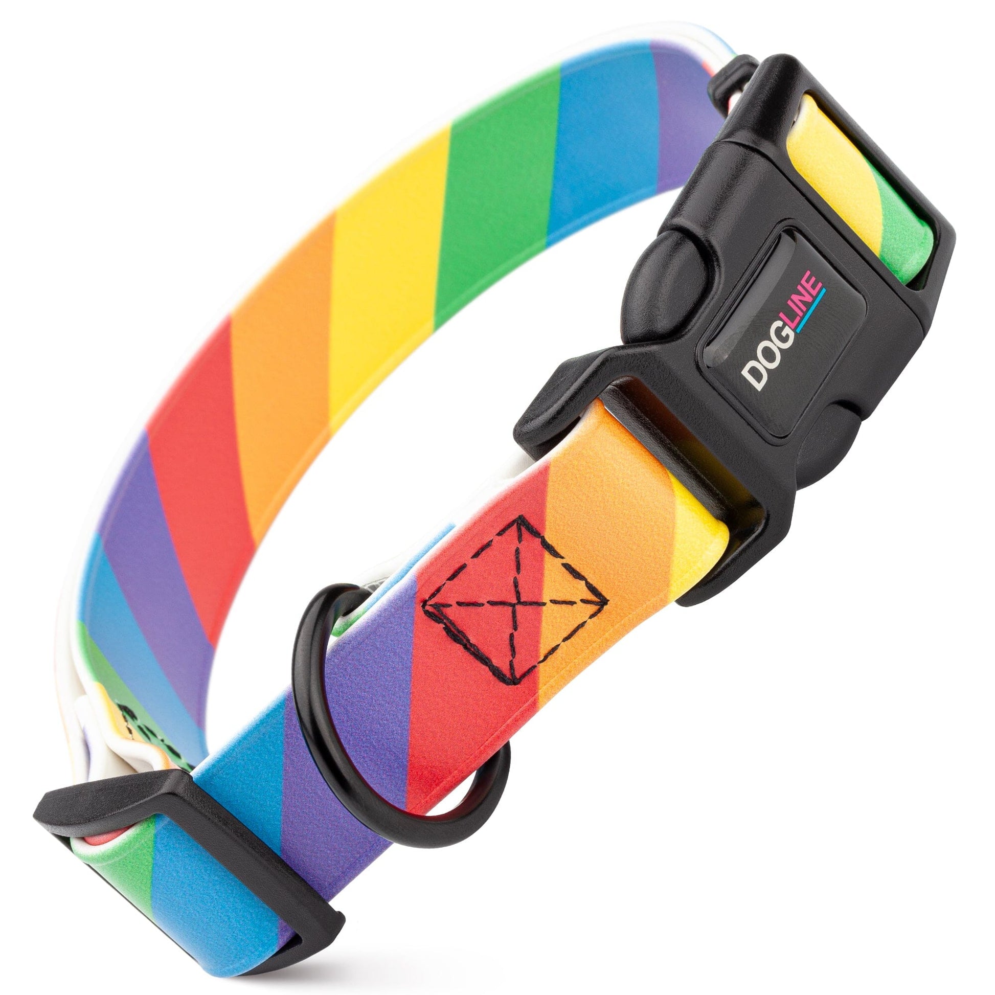 Dogline Biothane Full Color Design Printed Dog Collar with Quick Release Buckle Pride W 3 4" x L 12"-19" Dog Collars Dogline