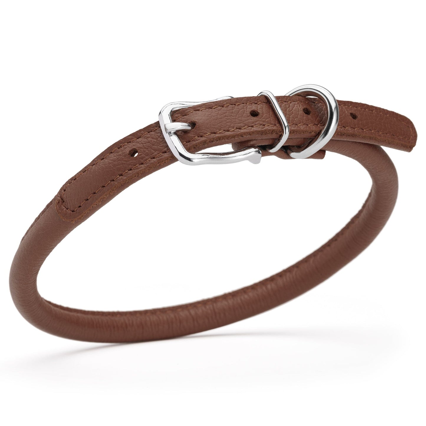 Soft Leather Round Dog Collar Brown 16-19" 3 8" Dog Collars Dogline