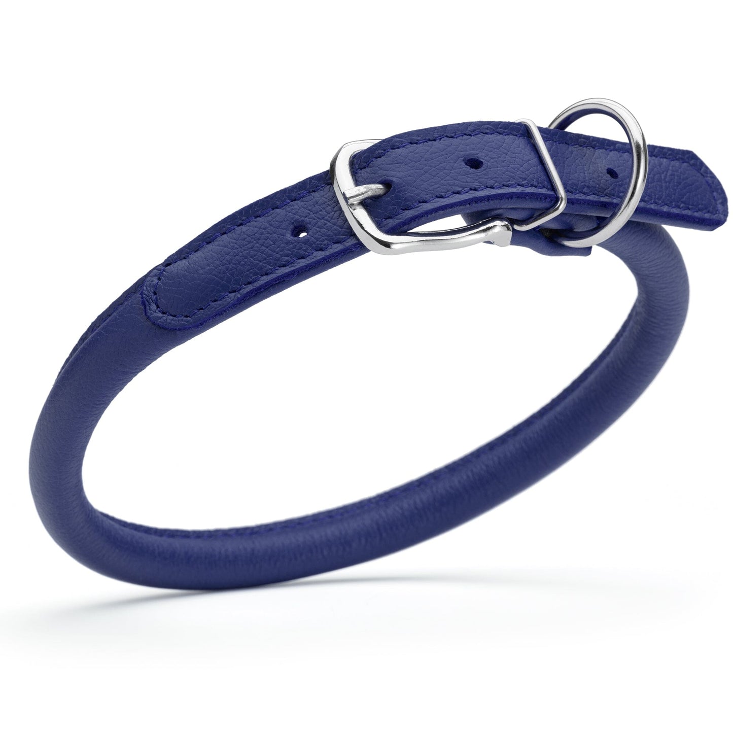 Soft Leather Round Dog Collar Royal Blue 1 2" Dog Collars Dogline