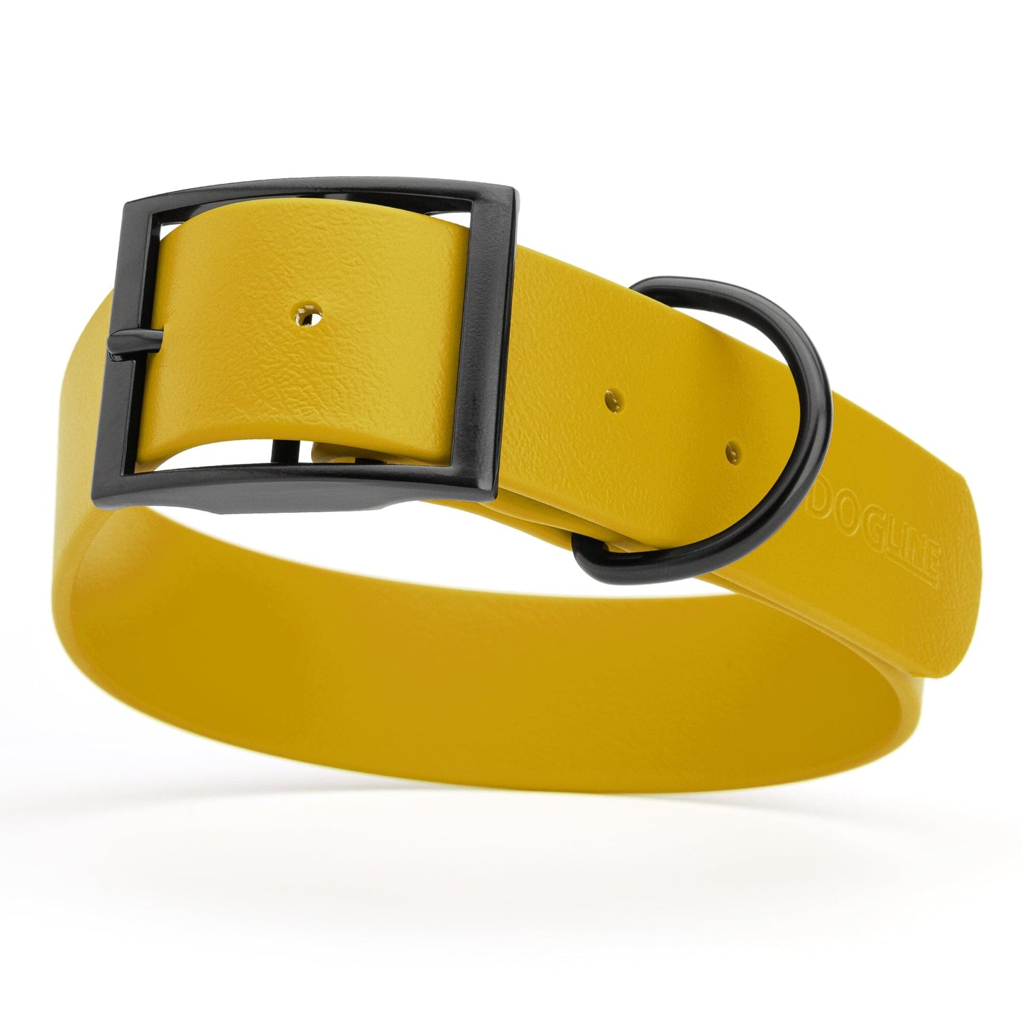 Dogline Biothane Waterproof Dog Collar with Black Hardware - 1.5" Wide, Size L (16 to 20 inches) Treasure Gold Dog Collars Dogline