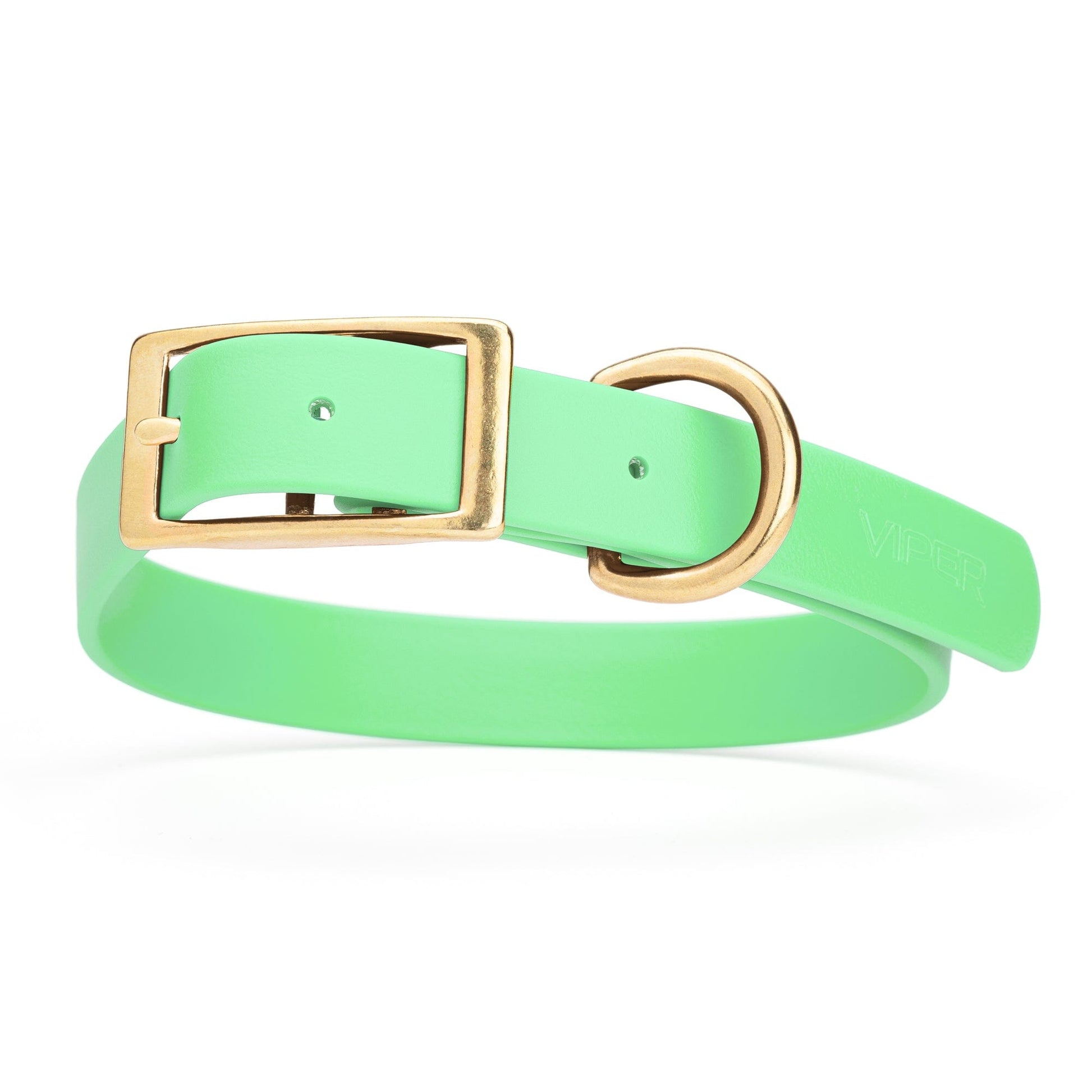 Viper Biothane Waterproof Dog Collar - Brass Hardware - Size L (18 to 22 inches) Sea Foam Green Dog Collars Dogline