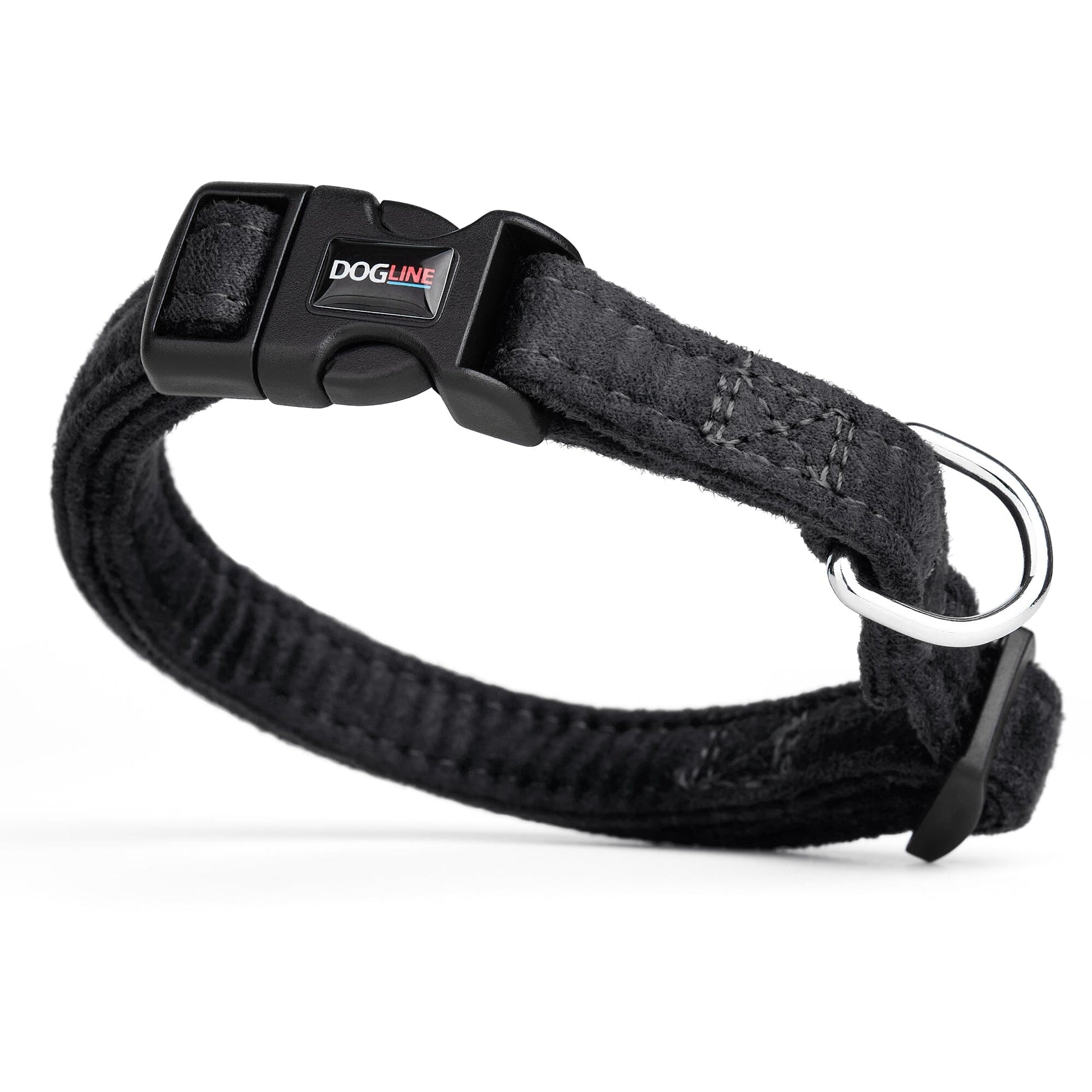 Comfort Microfiber Flat Dog Collar Black 11-17" 5 8" Dog Collars Dogline