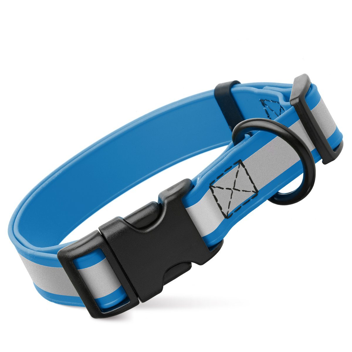 Dogline Biothane Reflective Dog Collar with Quick Release Buckle Cerulean Blue 15"-25" 1" Dog Collars Dogline