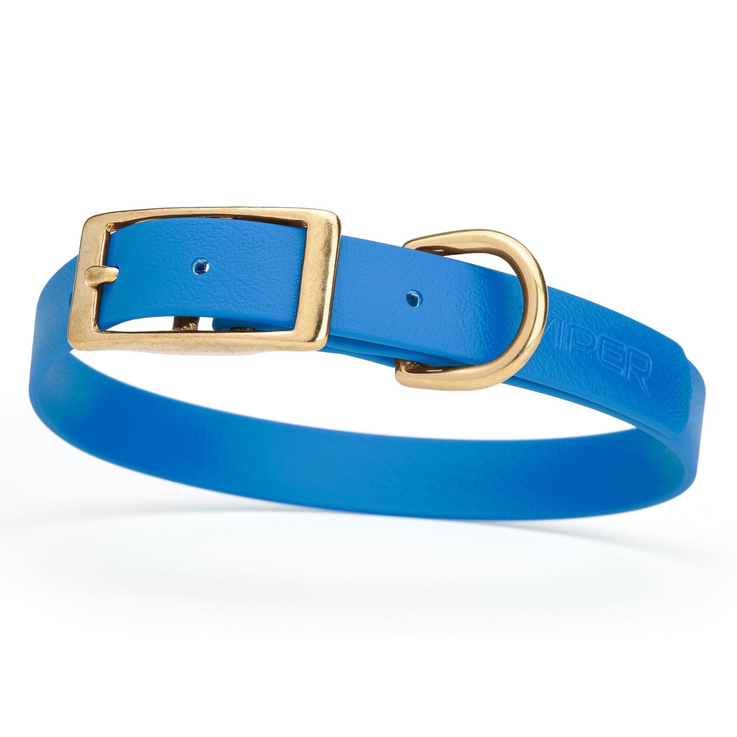 Viper Biothane Waterproof Dog Collar - Brass Hardware - Size M (15 to 18 inches) Cerulean Blue Dog Collars Dogline