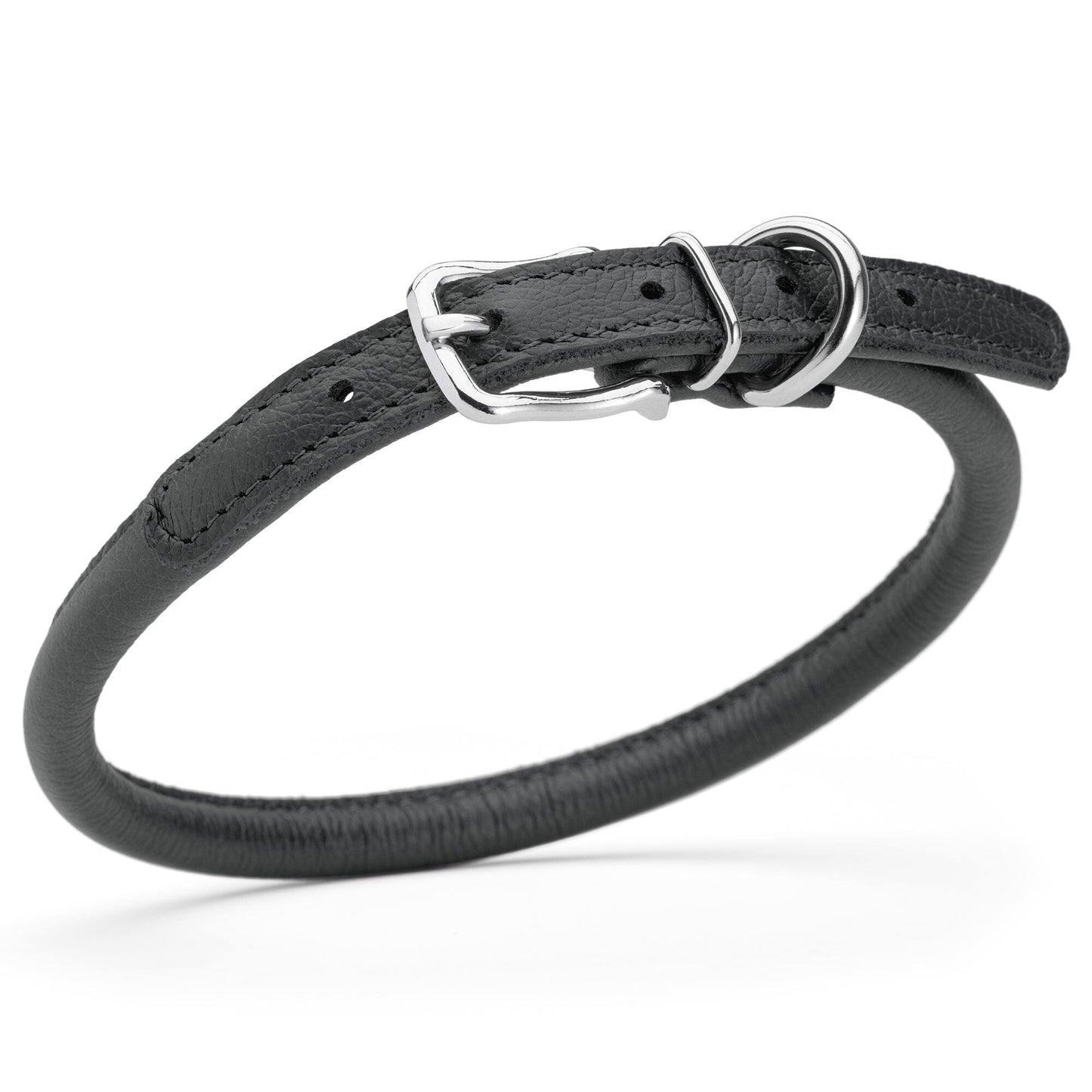 Soft Leather Round Dog Collar Black 16-19" 3 8" Dog Collars Dogline