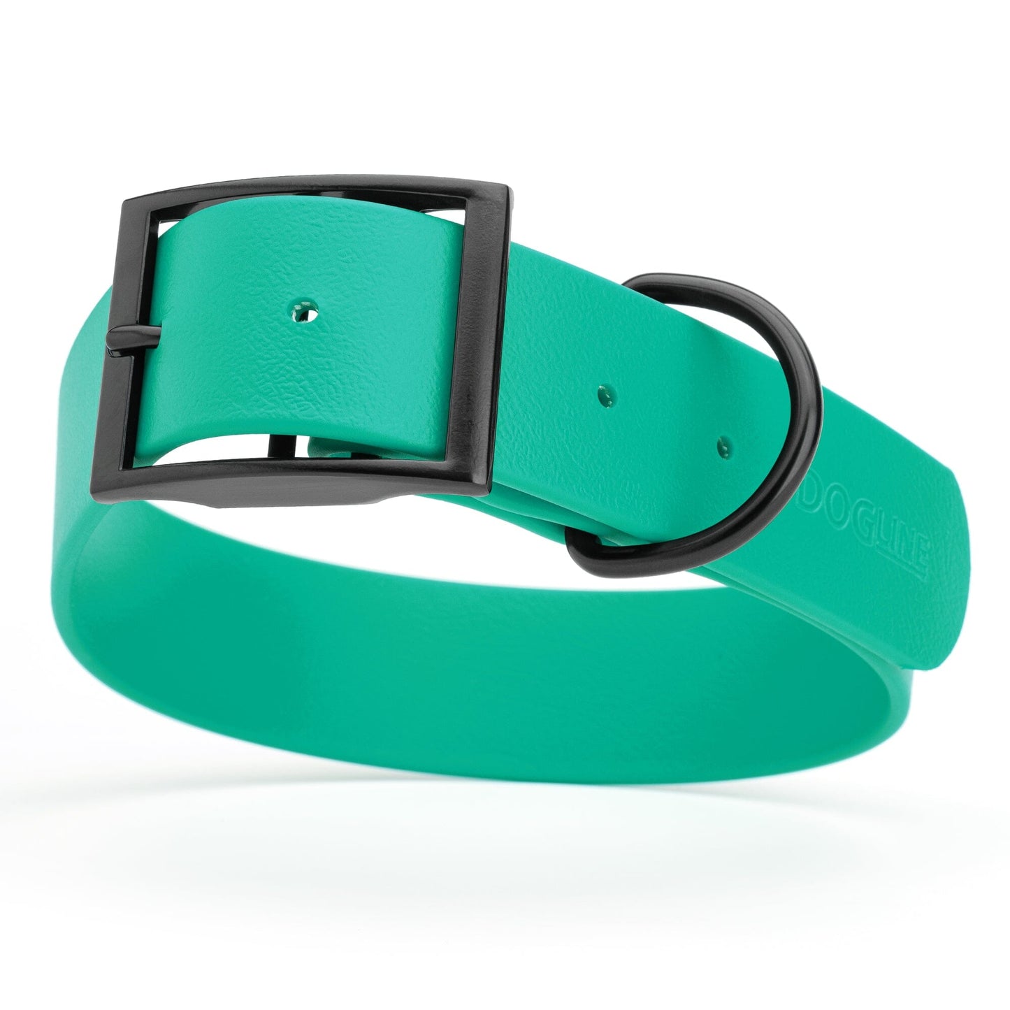 Dogline Biothane Waterproof Dog Collar with Black Hardware - 1.5" Wide, Size XL (20 to 24 inches) Teal Dog Collars Dogline