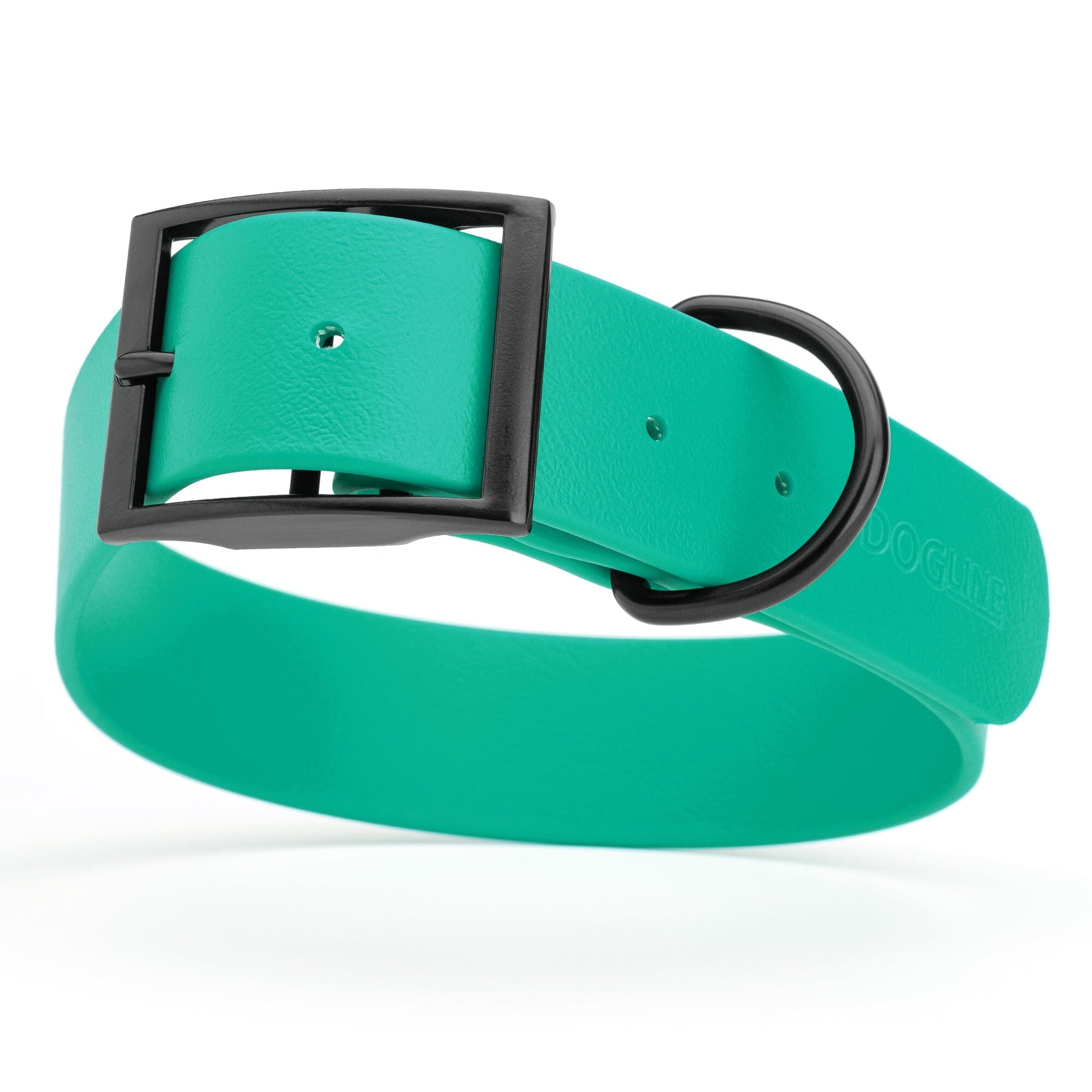 Dogline Biothane Waterproof Dog Collar with Black Hardware - 1.5" Wide, Size XL (20 to 24 inches) Teal Dog Collars Dogline