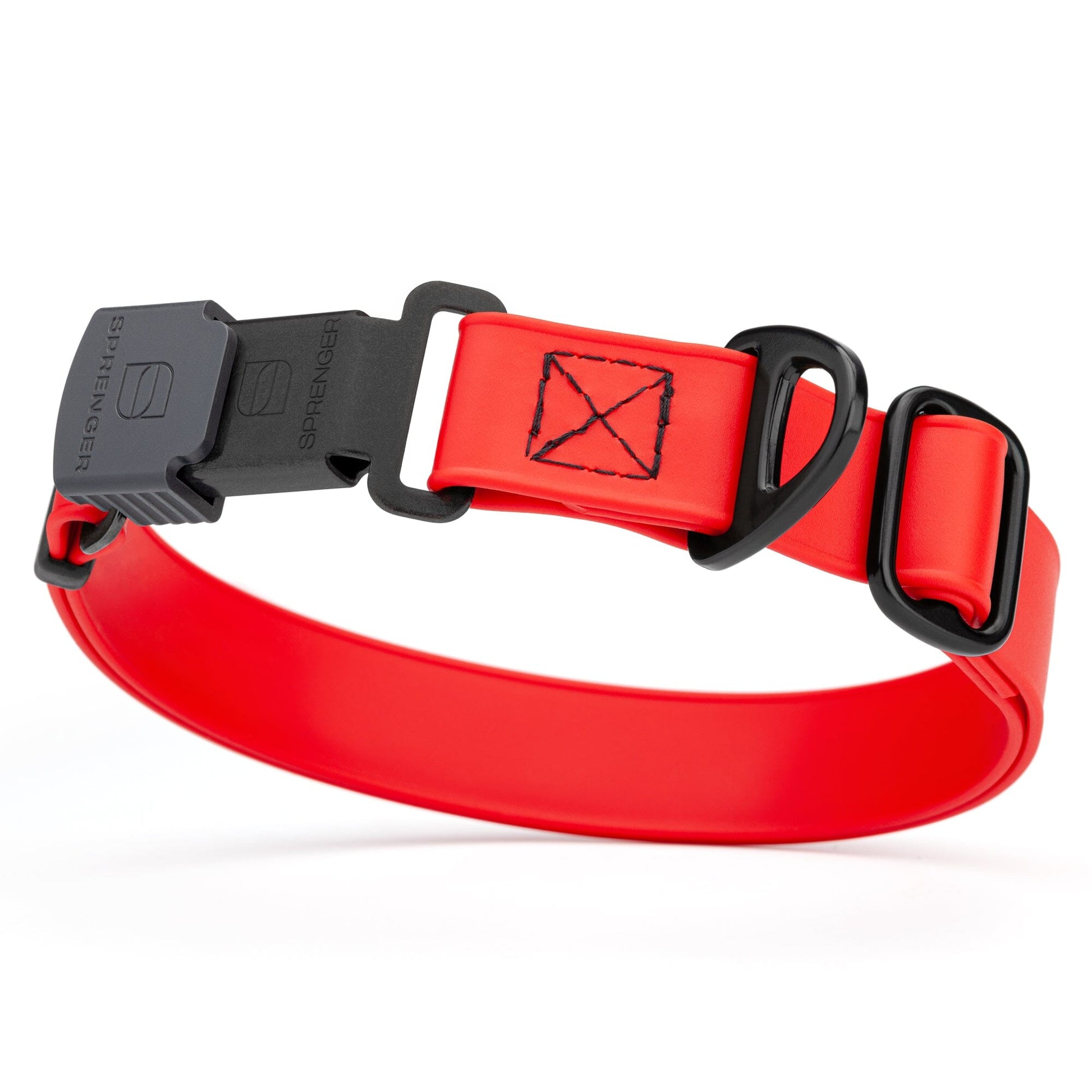 Sprenger BioThane Waterproof Dog Collar with Stainless Steel ClicLock Quick Release Buckle Cherry Red Black Buckle Dog Collars Dogline