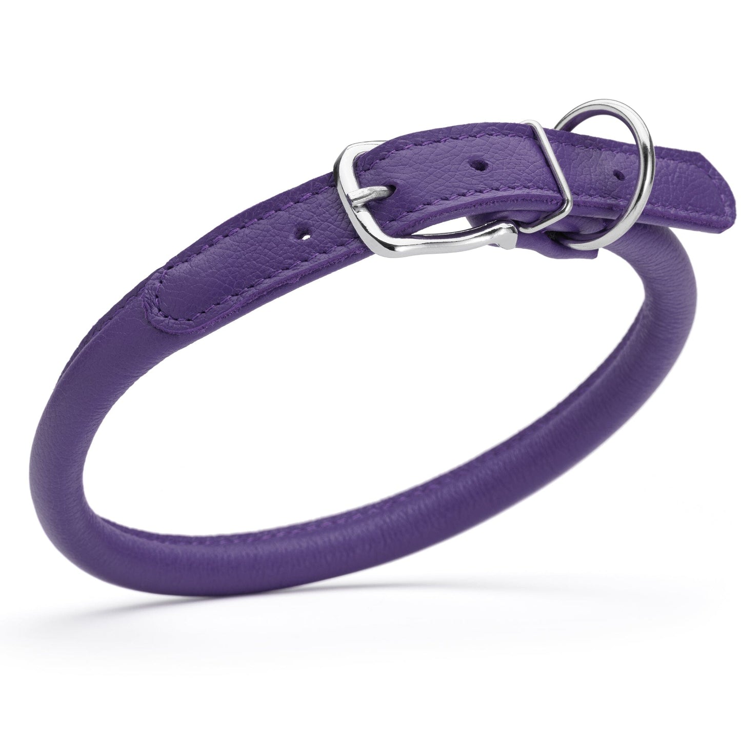 Soft Leather Round Dog Collar Purple 1 2" Dog Collars Dogline