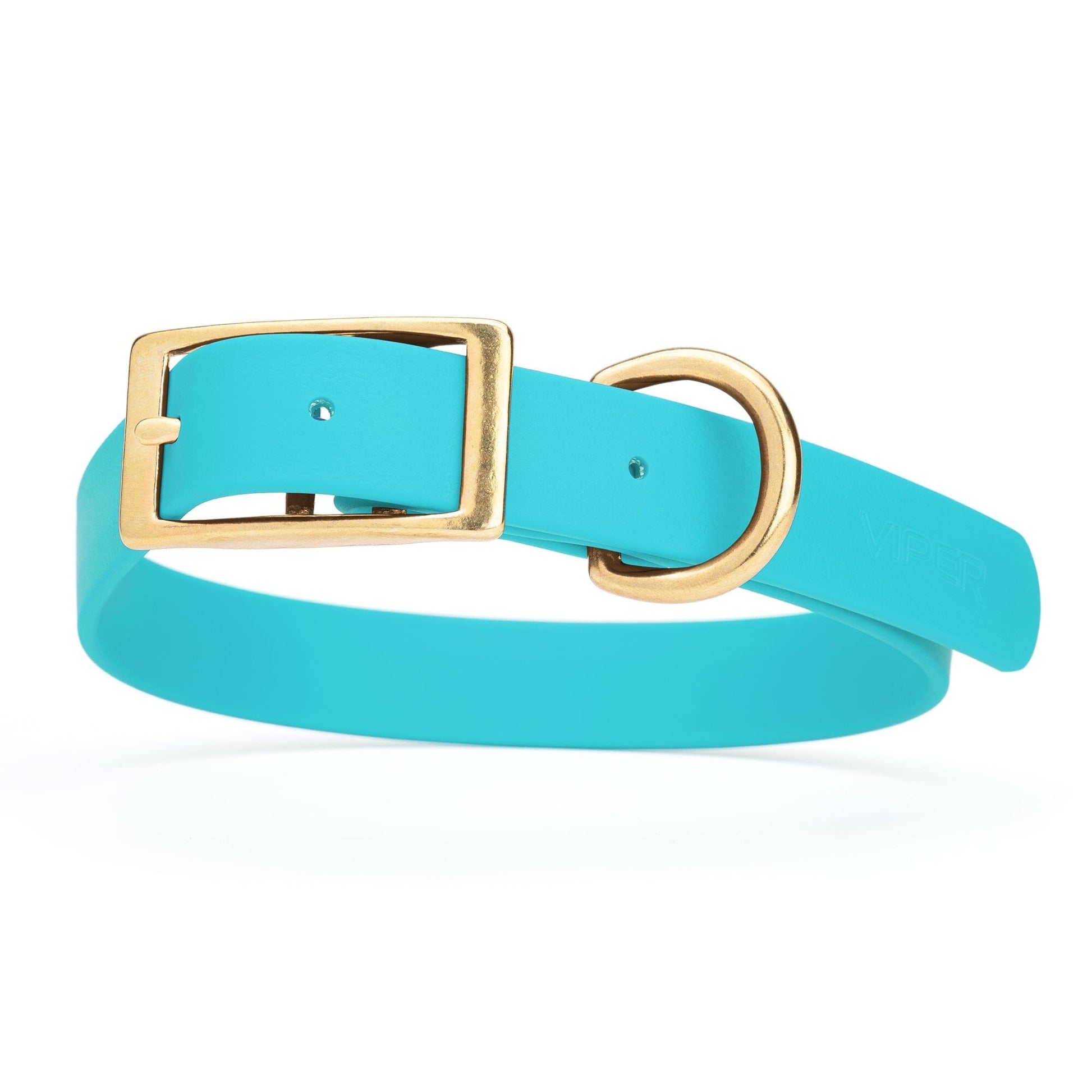 Viper Biothane Waterproof Dog Collar - Brass Hardware - Size L (18 to 22 inches) Sky Blue Dog Collars Dogline