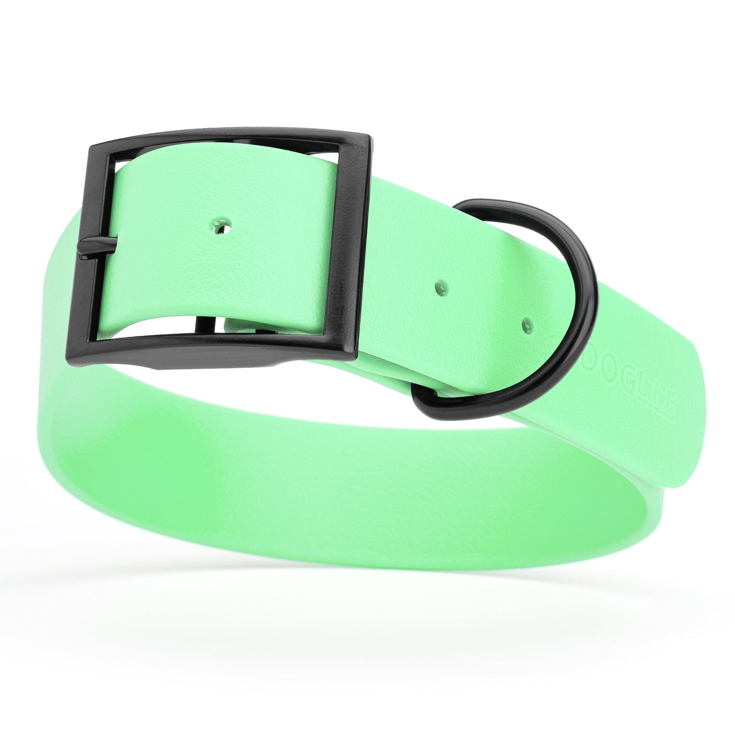 Dogline Biothane Waterproof Dog Collar with Black Hardware - 1.5" Wide, Size XXL (24 to 28 inches) Sea Foam Green Dog Collars Dogline