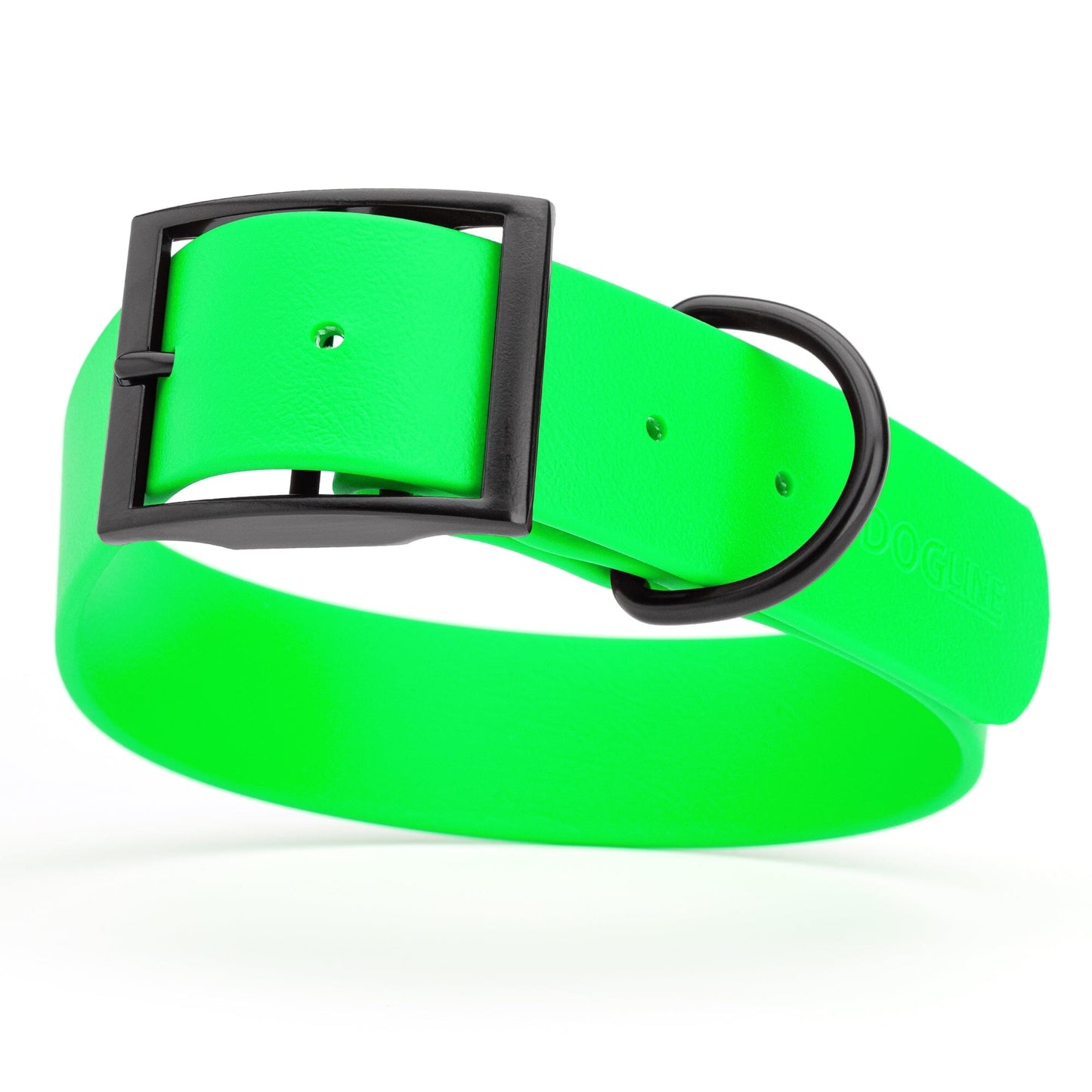 Dogline Biothane Waterproof Dog Collar with Black Hardware - 1.5" Wide, Size L (16 to 20 inches) Tropical Green Dog Collars Dogline