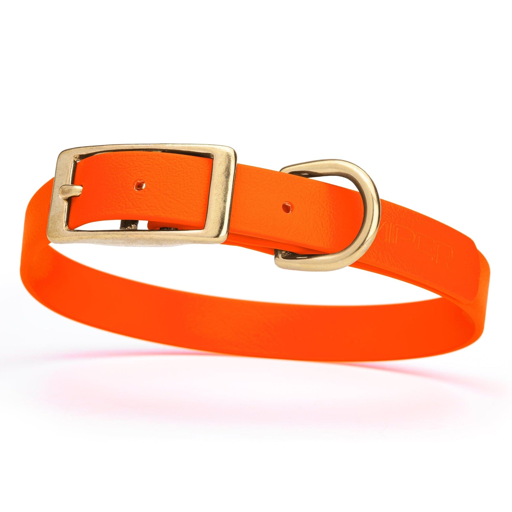 Viper Biothane Waterproof Dog Collar - Brass Hardware - Size M (15 to 18 inches) Hunter Orange Dog Collars Dogline