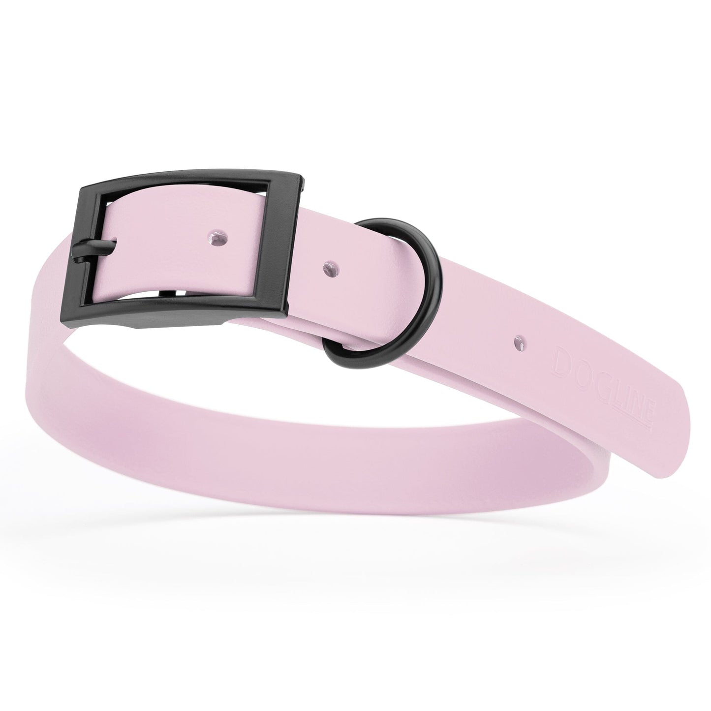 Dogline Biothane Waterproof Dog Collar with Black Hardware - Size XL (22 to 25 inches) Pastel Purple Dog Collars Dogline