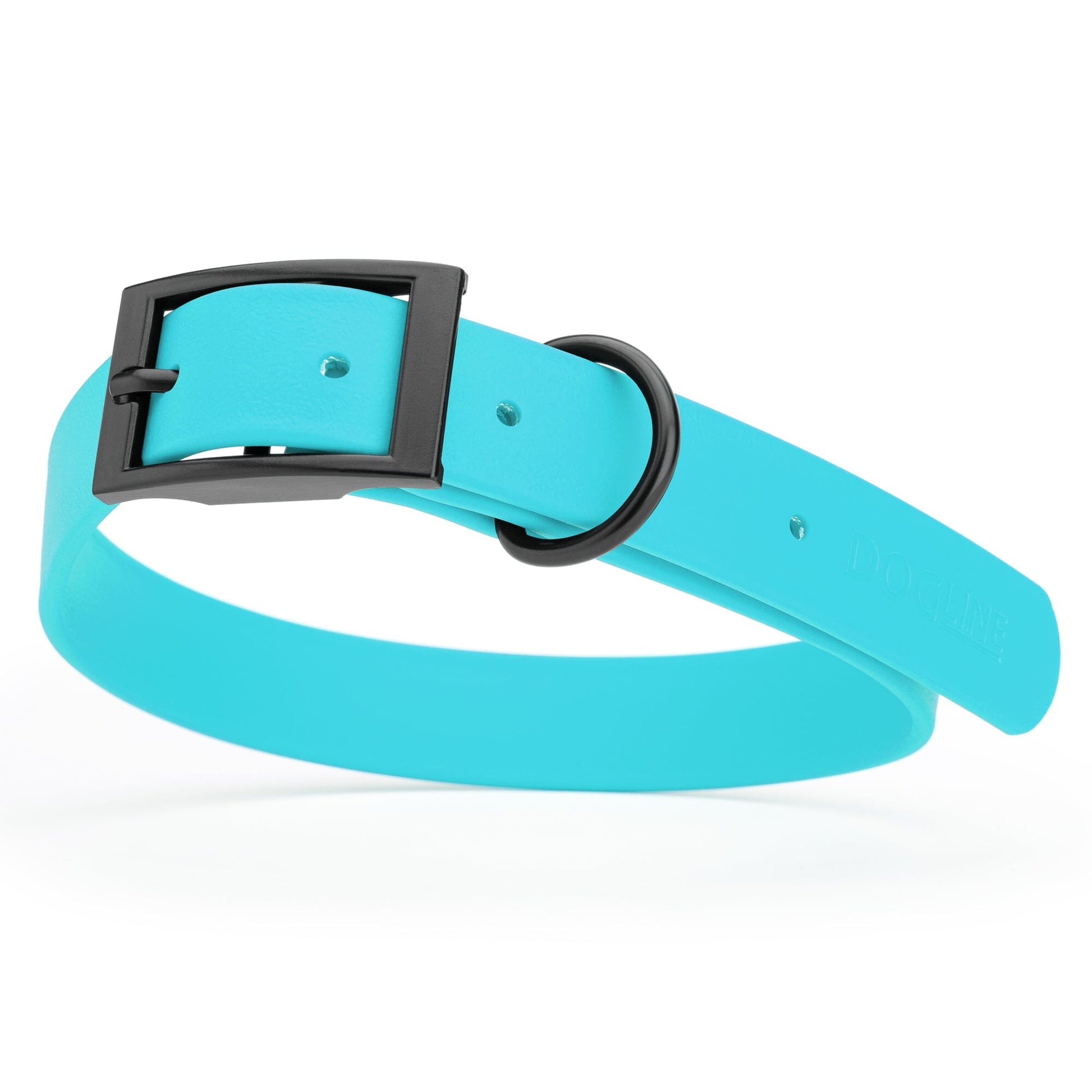 Dogline Biothane Waterproof Dog Collar with Black Hardware - Size XL (22 to 25 inches) Sky Blue Dog Collars Dogline