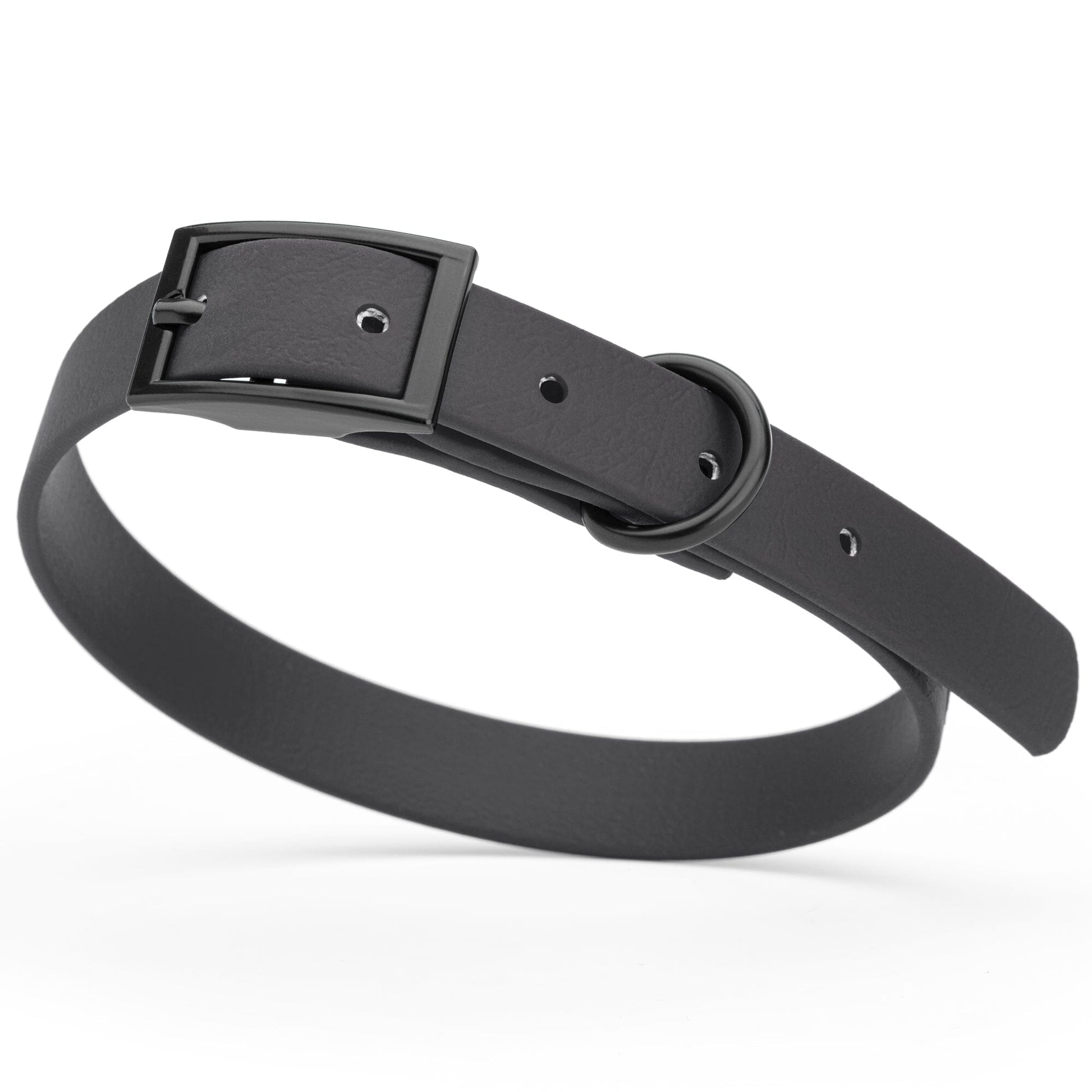Dogline Biothane Waterproof Dog Collar with Black Hardware - Size S (12 to 15 inches) Black Dog Collars Dogline