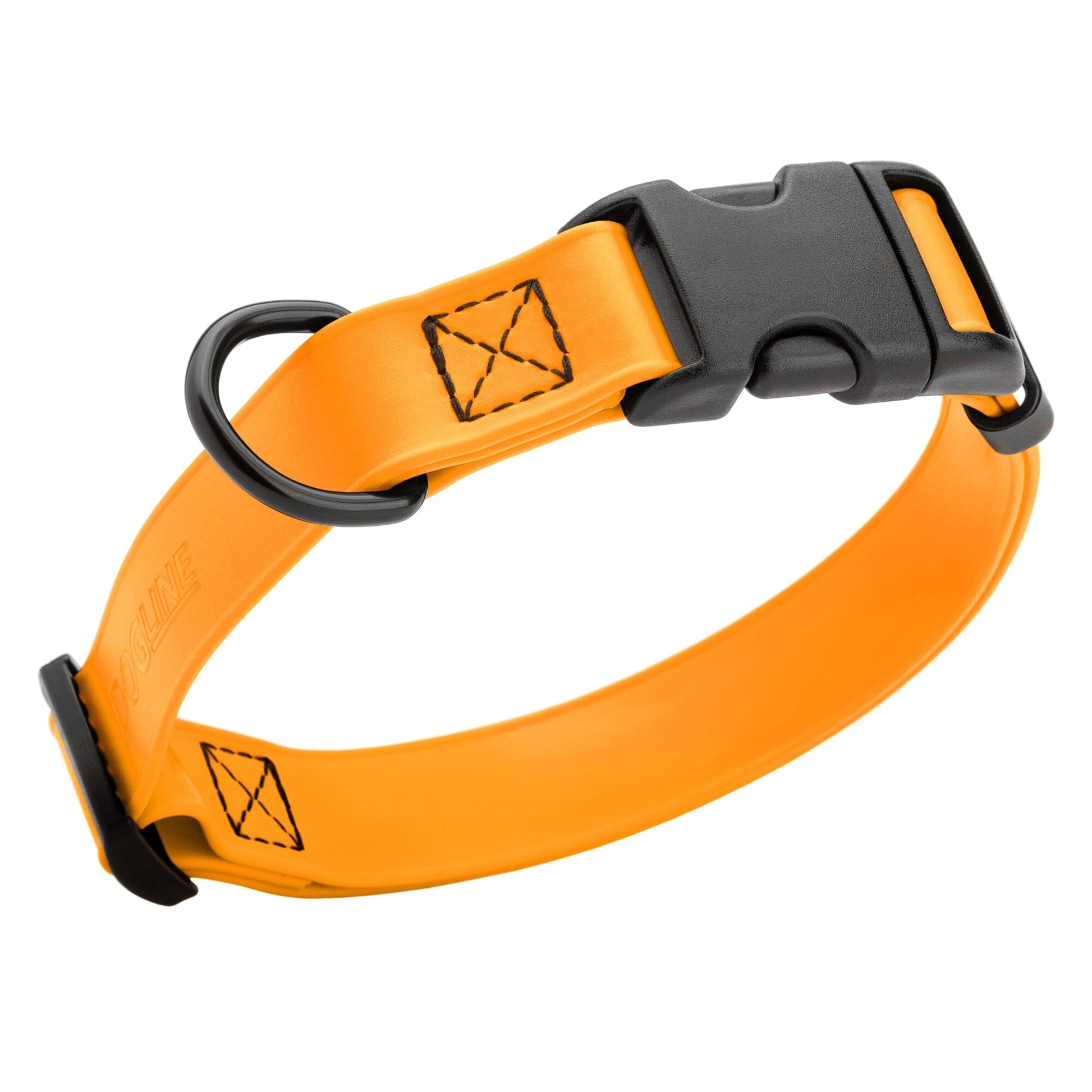Dogline Biothane Waterproof Dog Collar with Quick Release Buckle Tangerine Orange Dog Collars Dogline