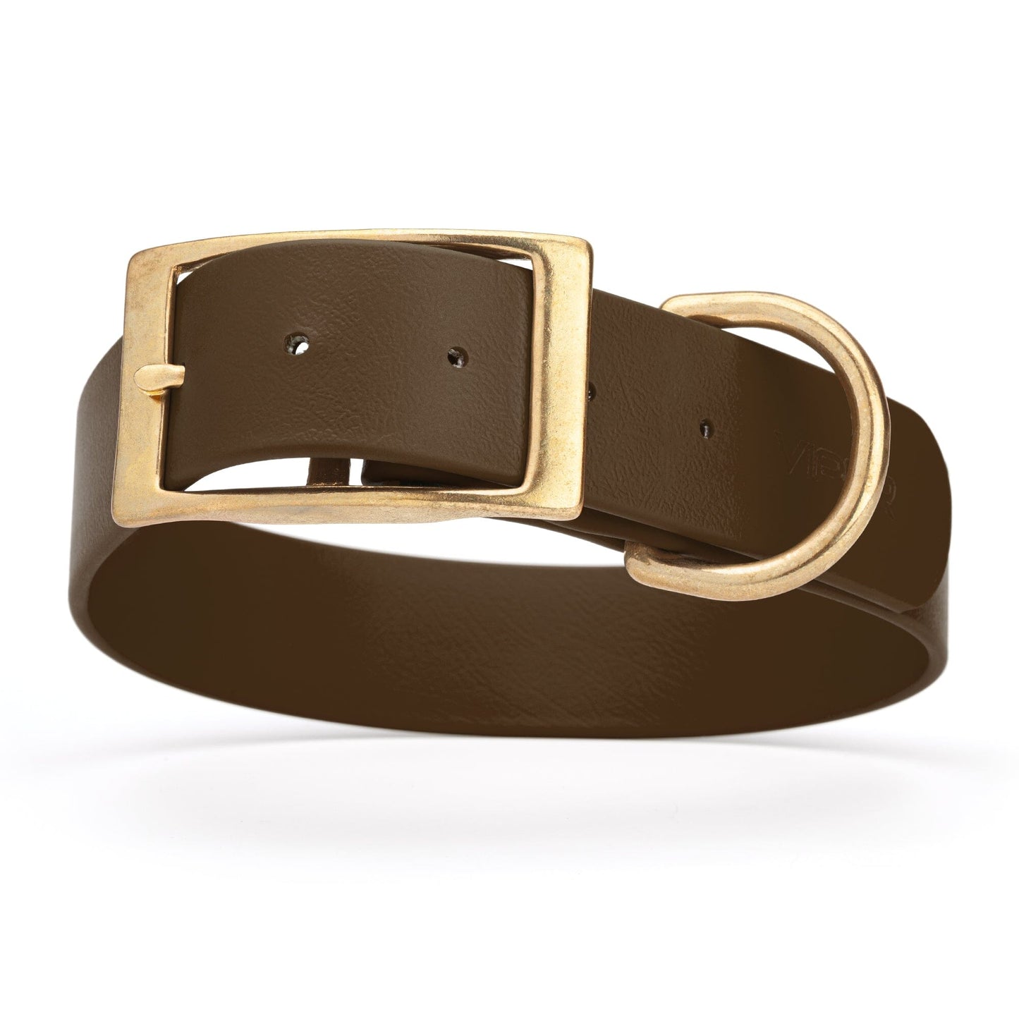 Viper Biothane Waterproof Dog Collar - Brass Hardware - 1.5in Wide, Size XL (20 to 24 inches) Dark Chocolate Brown Dog Collars Dogline