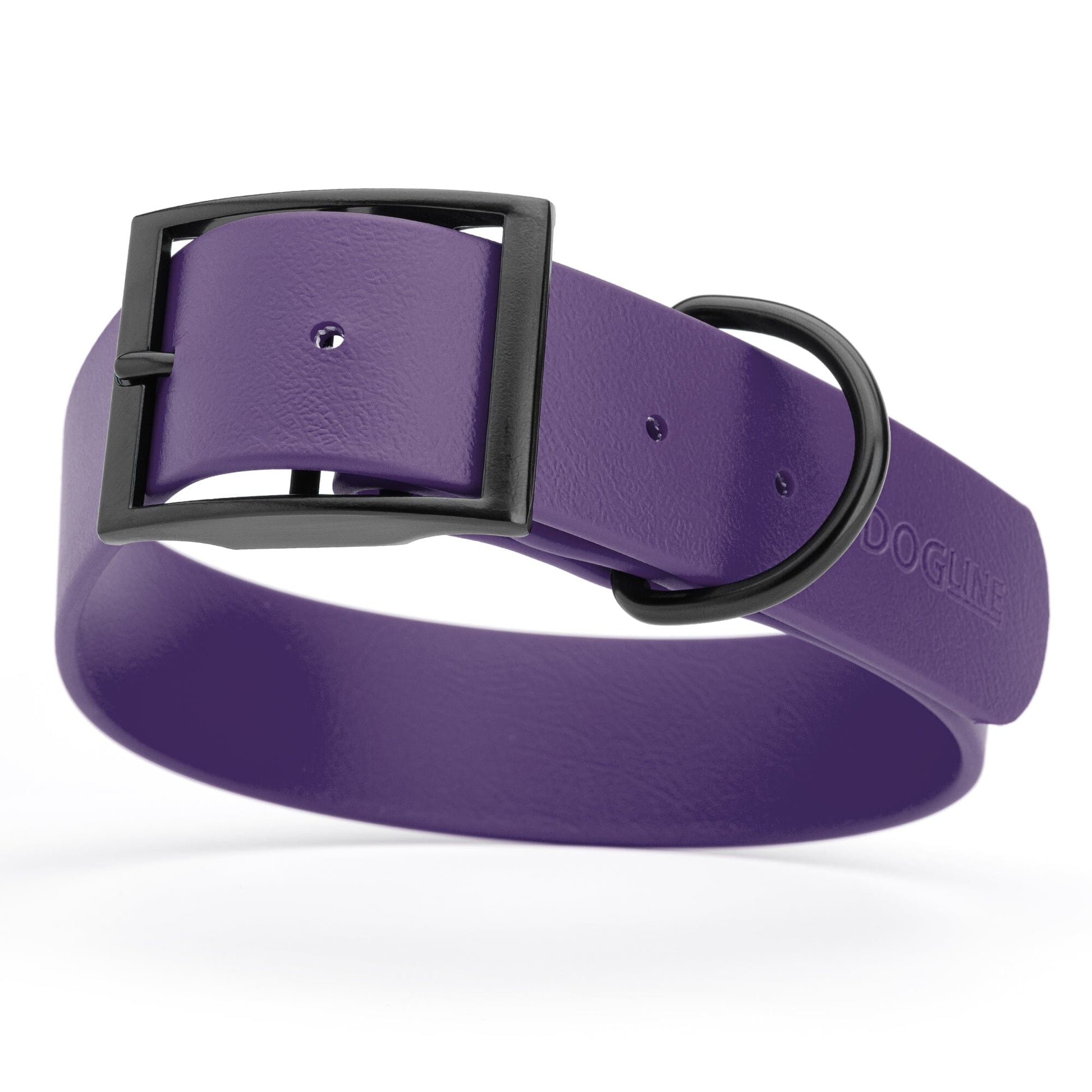 Dogline Biothane Waterproof Dog Collar with Black Hardware - 1.5" Wide, Size XXL (24 to 28 inches) Violet Purple Dog Collars Dogline