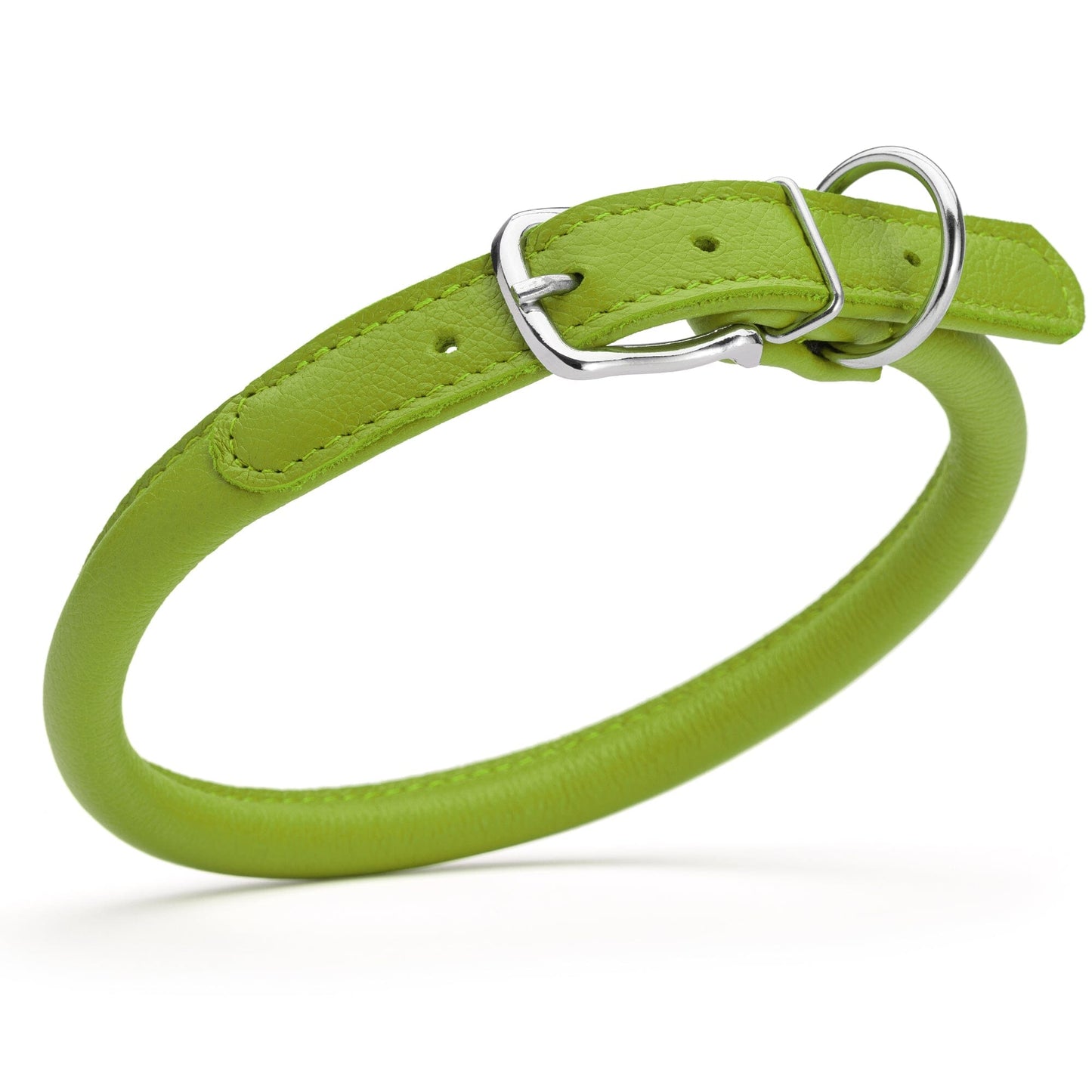Soft Leather Round Dog Collar Lime Green 1 2" Dog Collars Dogline