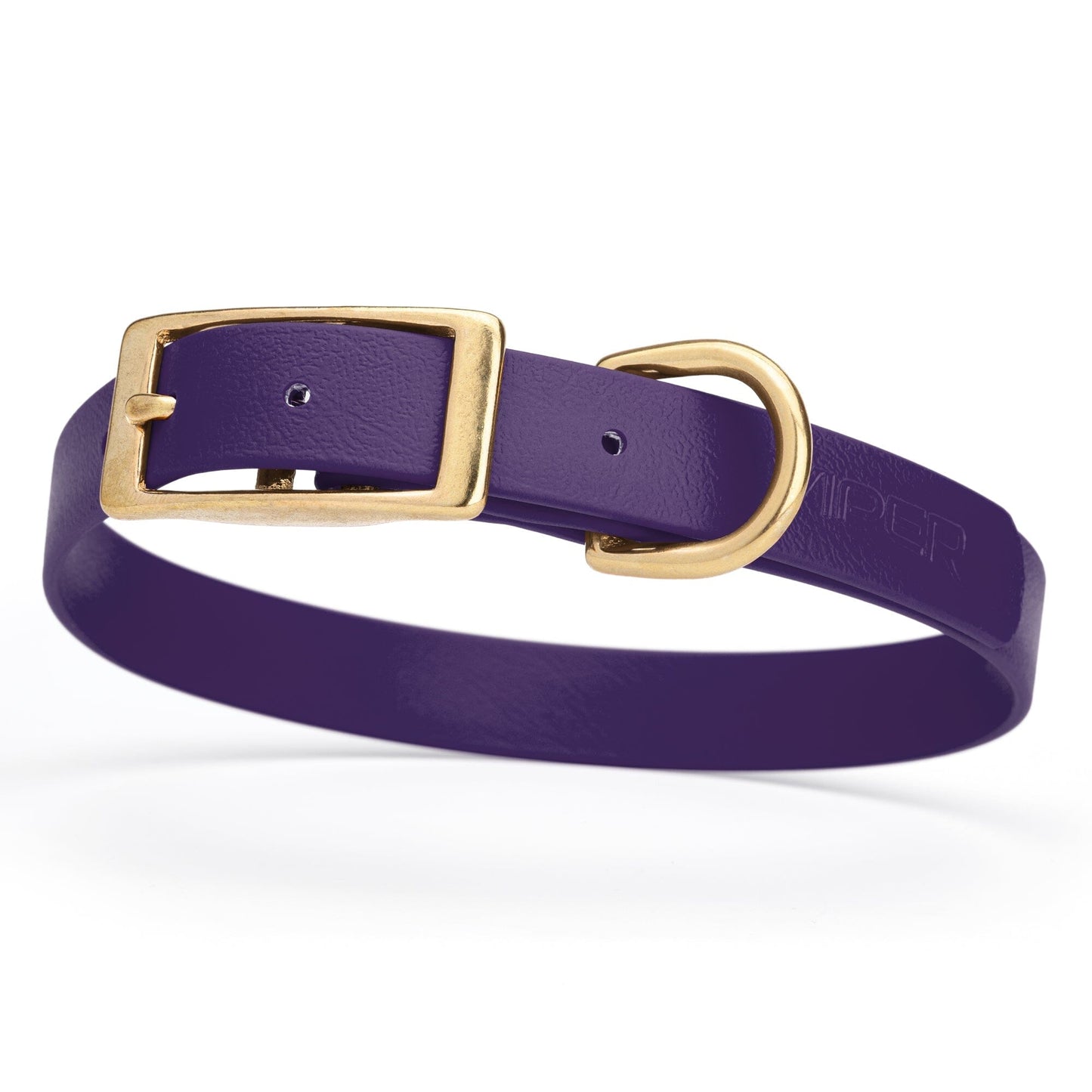 Viper Biothane Waterproof Dog Collar - Brass Hardware - Size M (15 to 18 inches) Violet Purple Dog Collars Dogline