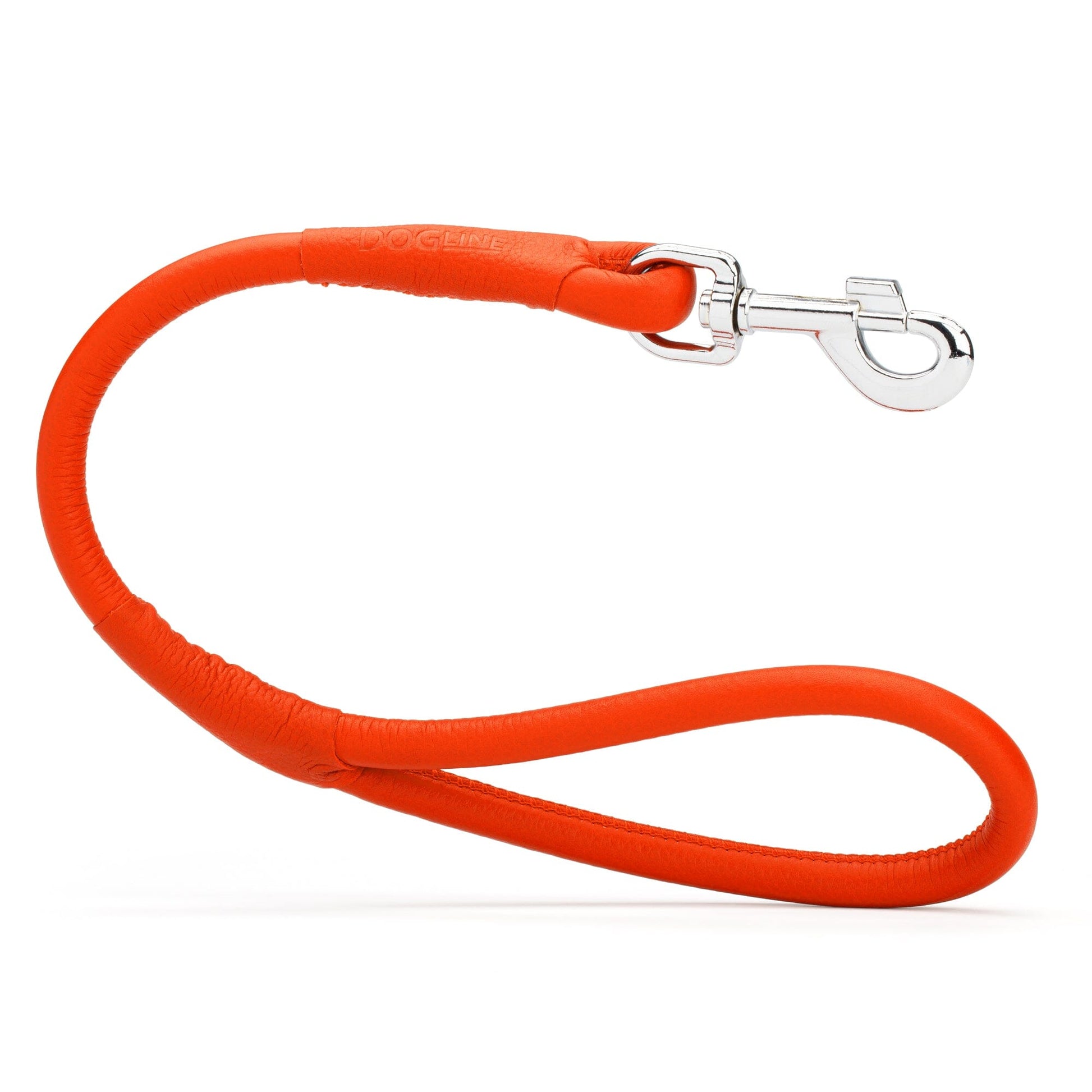 Soft Leather Round Traffic Lead Orange Dog Leashes Dogline