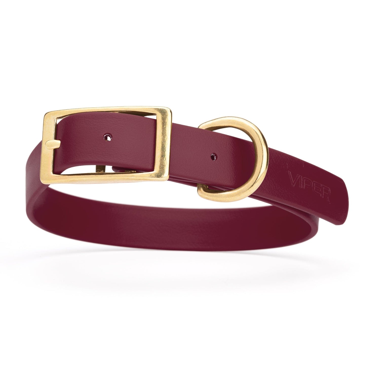 Viper Biothane Waterproof Dog Collar - Brass Hardware - Size XL (22 to 25 inches) Merlot Burgundy Dog Collars Dogline