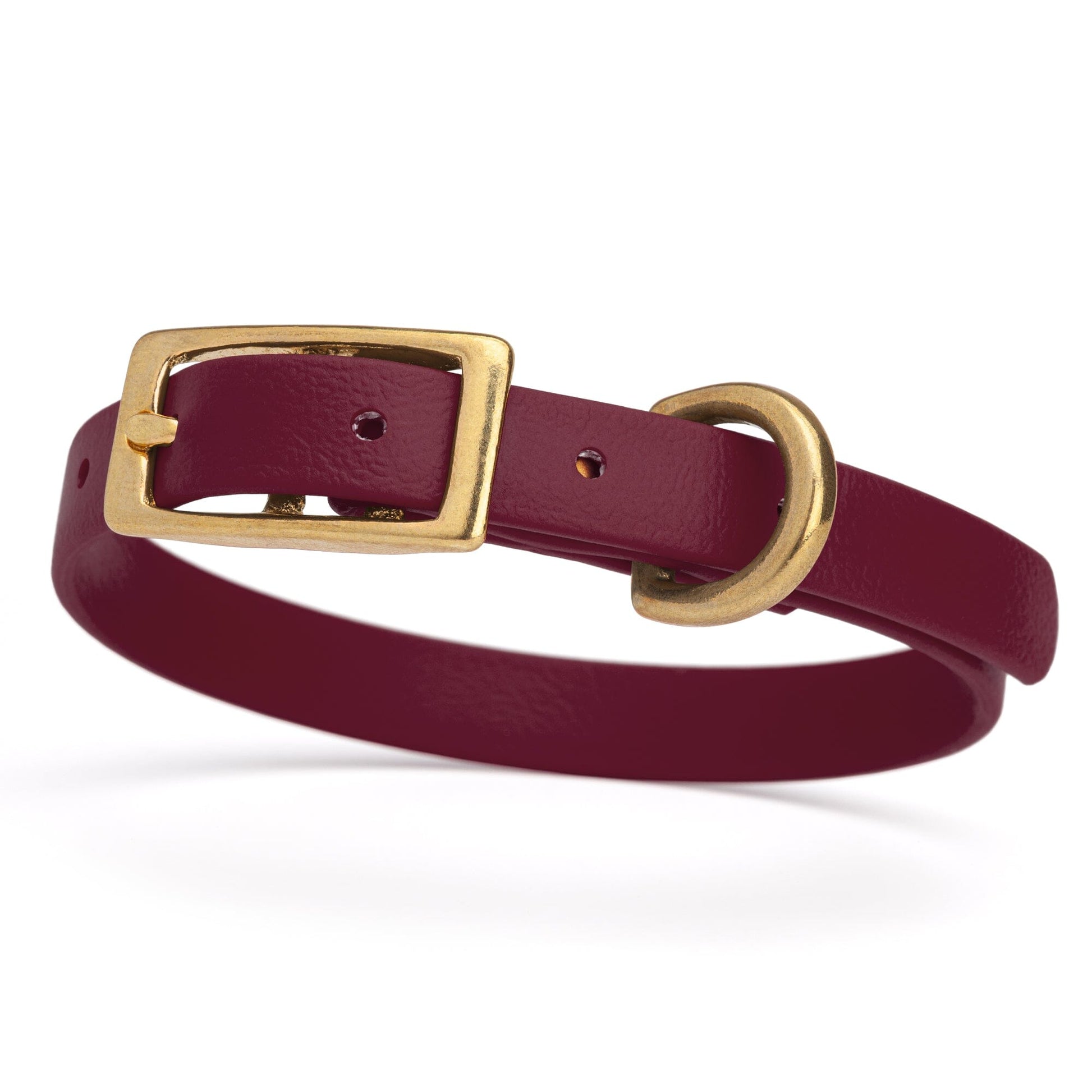 Viper Biothane Waterproof Dog Collar with Brass Hardware Merlot Burgundy L 9"-12" x W 1 2" Dog Collars Dogline