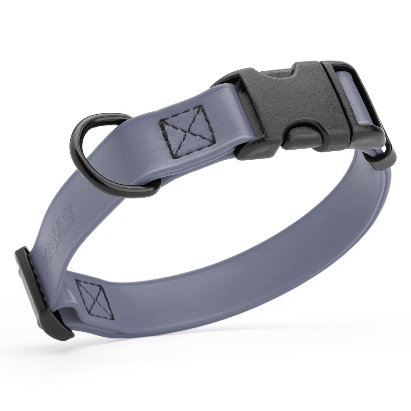 Dogline Biothane Waterproof Dog Collar with Quick Release Buckle 5 8"W by 10-14"L Battleship Gray Dog Collars Dogline