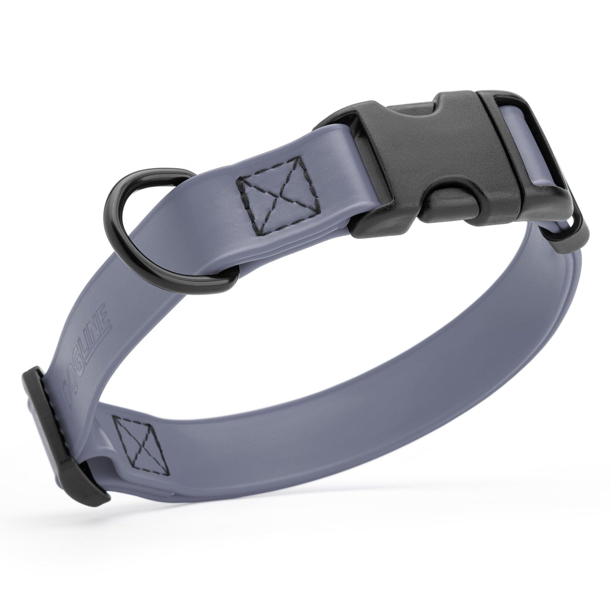 Dogline Biothane Waterproof Dog Collar with Quick Release Buckle 5 8"W by 10-14"L Battleship Gray Dog Collars Dogline