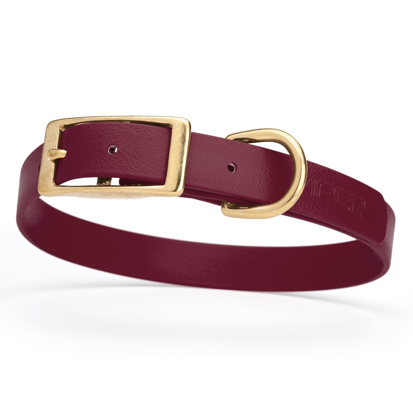 Viper Biothane Waterproof Dog Collar - Brass Hardware - Size M (15 to 18 inches) Merlot Burgundy Dog Collars Dogline