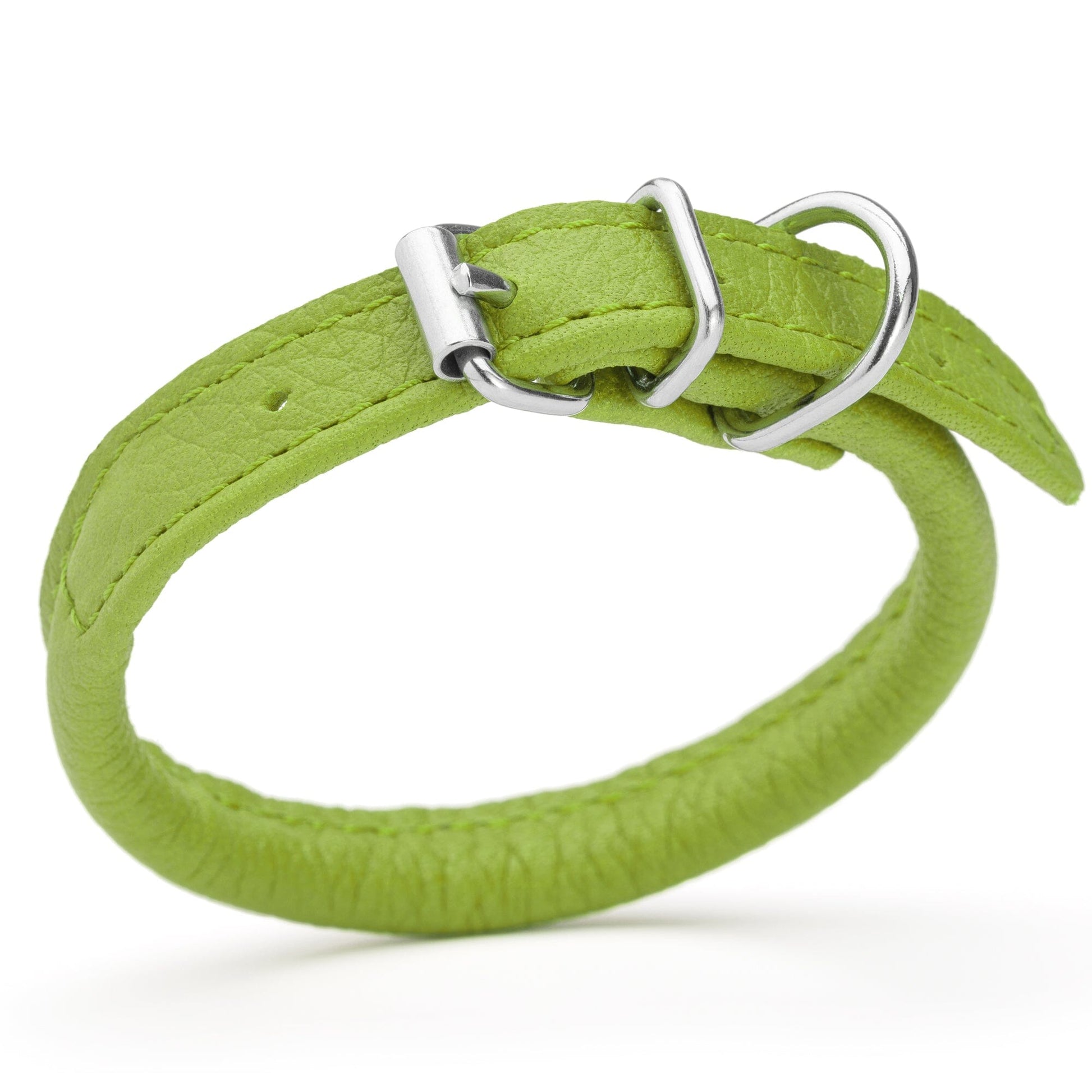 Soft Leather Round Dog Collar Lime Green 1 4" Dog Collars Dogline