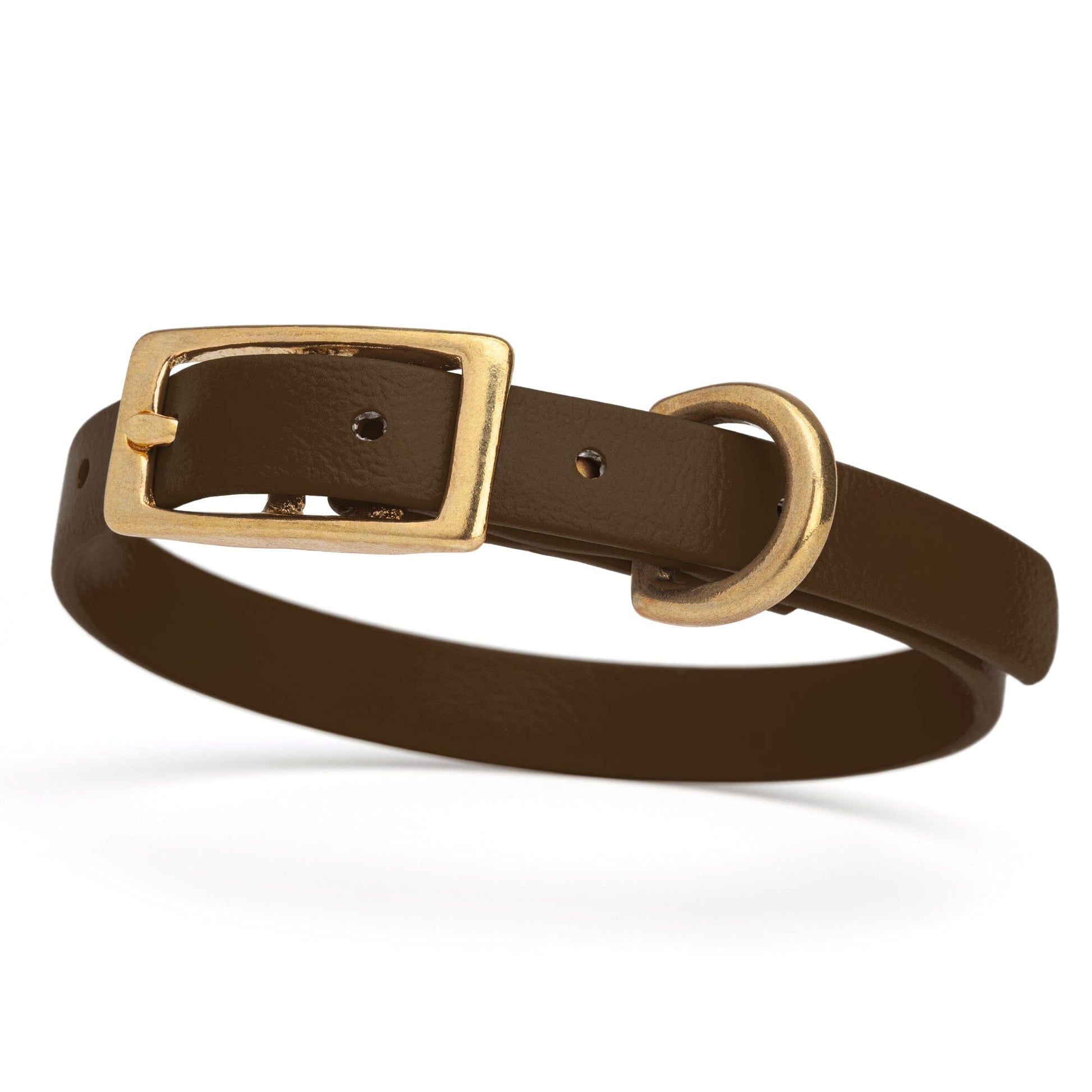 Viper Biothane Waterproof Dog Collar with Brass Hardware Dark Chocolate Brown L 9"-12" x W 1 2" Dog Collars Dogline