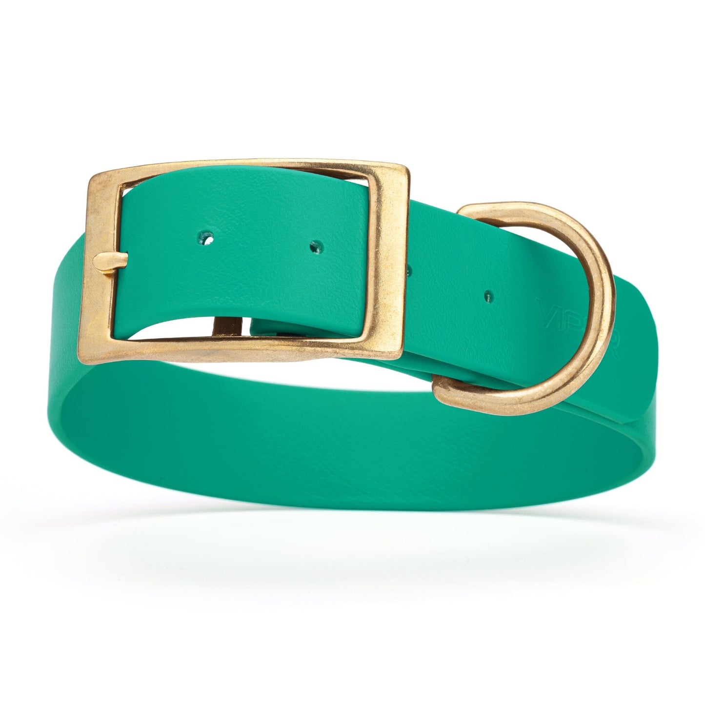 Viper Biothane Waterproof Dog Collar - Brass Hardware - 1.5in Wide, Size L (16 to 20 inches) Teal Dog Collars Dogline