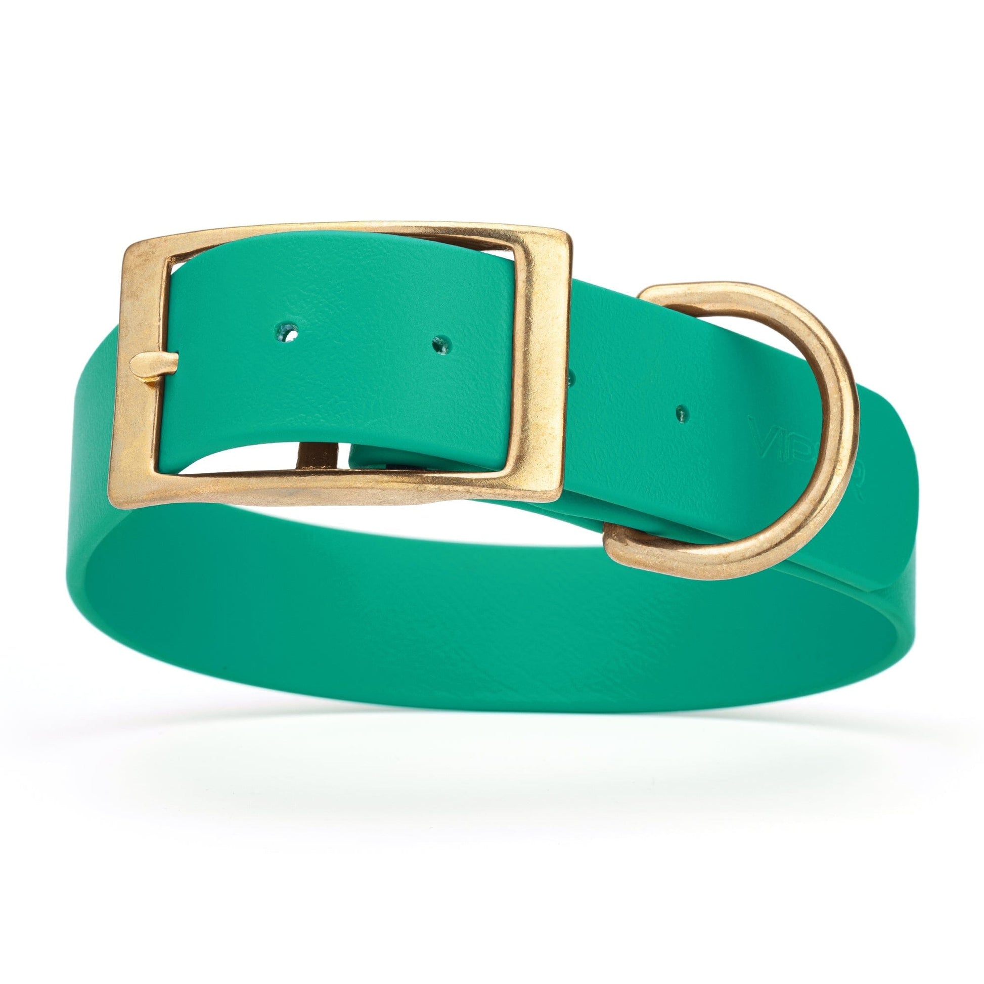 Viper Biothane Waterproof Dog Collar - Brass Hardware - 1.5in Wide, Size L (16 to 20 inches) Teal Dog Collars Dogline