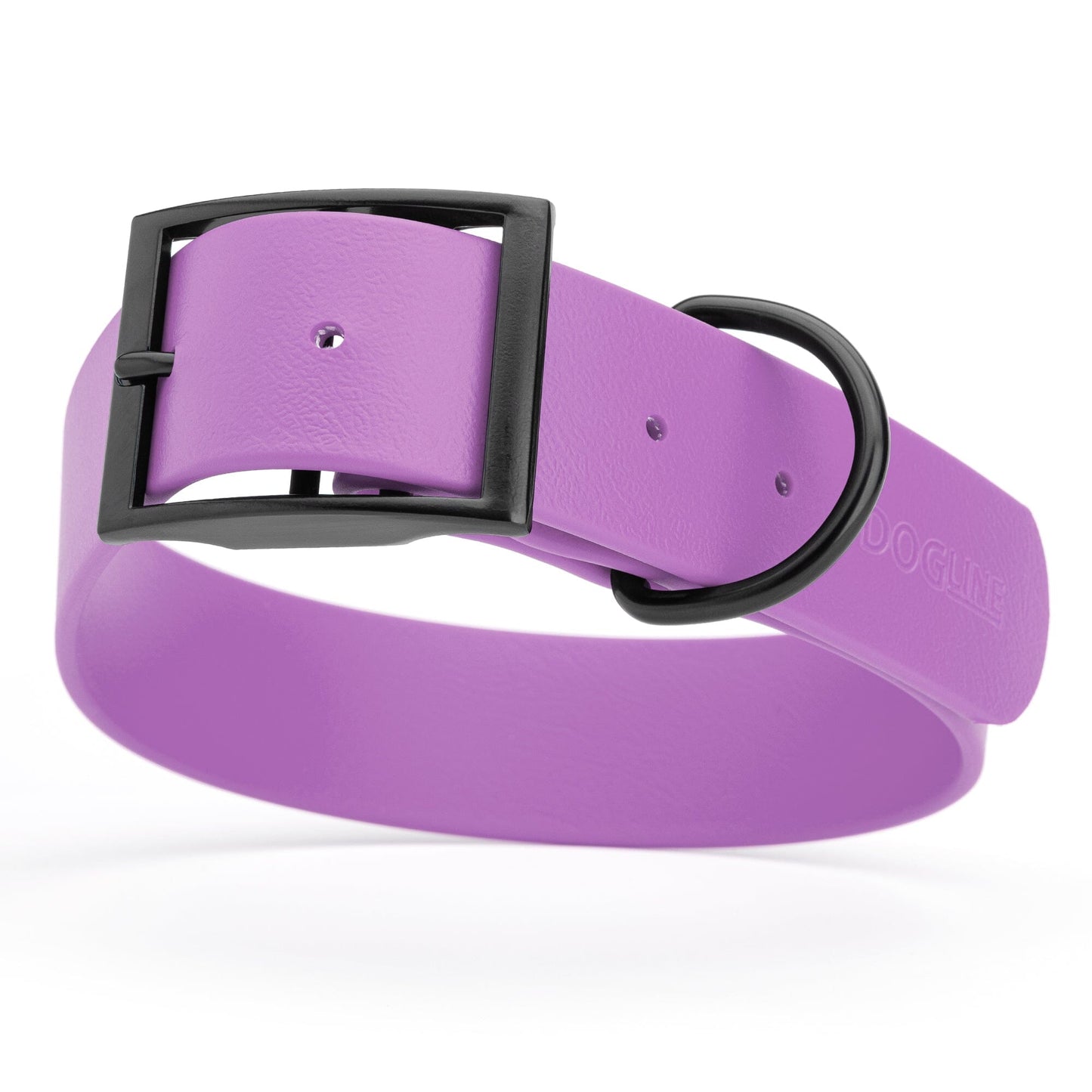 Dogline Biothane Waterproof Dog Collar with Black Hardware - 1.5" Wide, Size XL (20 to 24 inches) Amethyst Purple Dog Collars Dogline