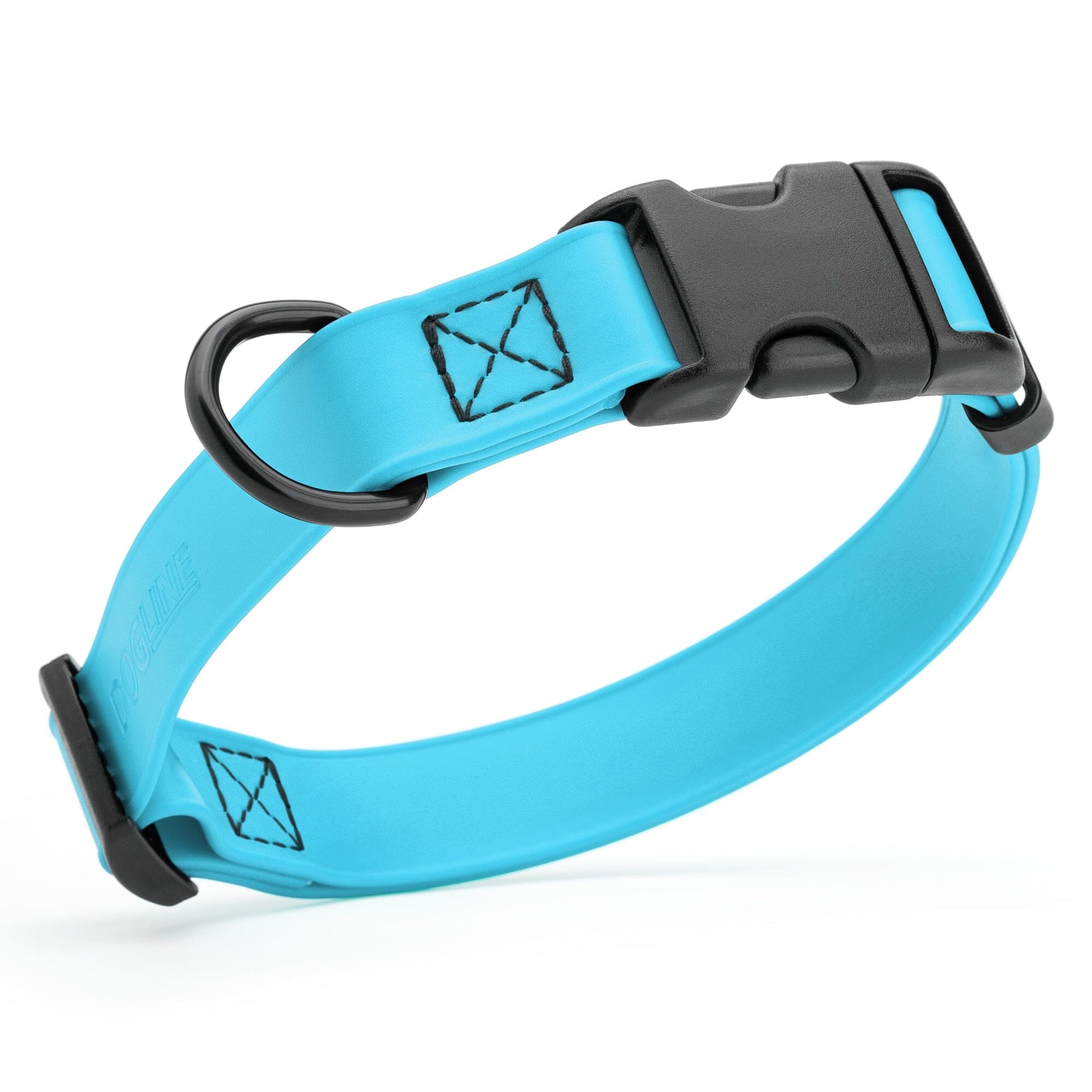 Dogline Biothane Waterproof Dog Collar with Quick Release Buckle 5 8"W by 10-14"L Sky Blue Dog Collars Dogline