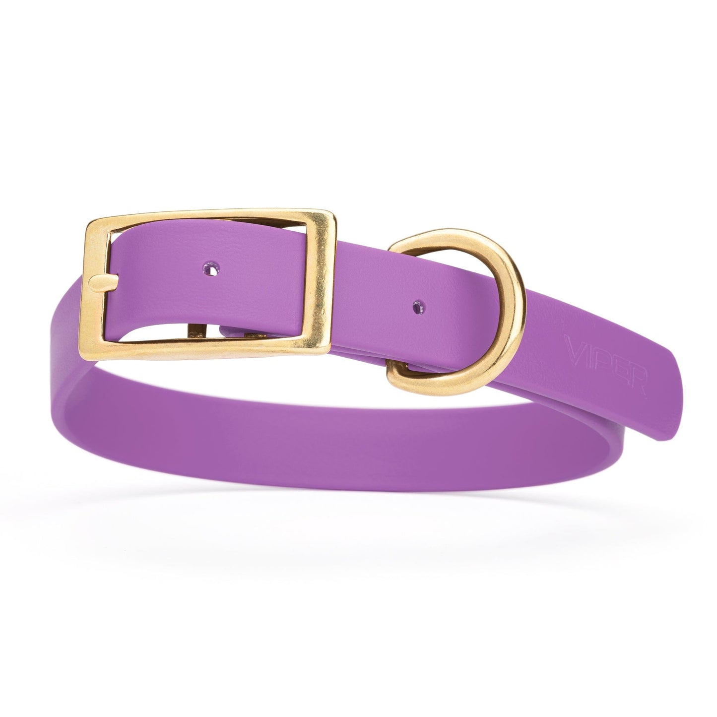 Viper Biothane Waterproof Dog Collar - Brass Hardware - Size L (18 to 22 inches) Amethyst Purple Dog Collars Dogline