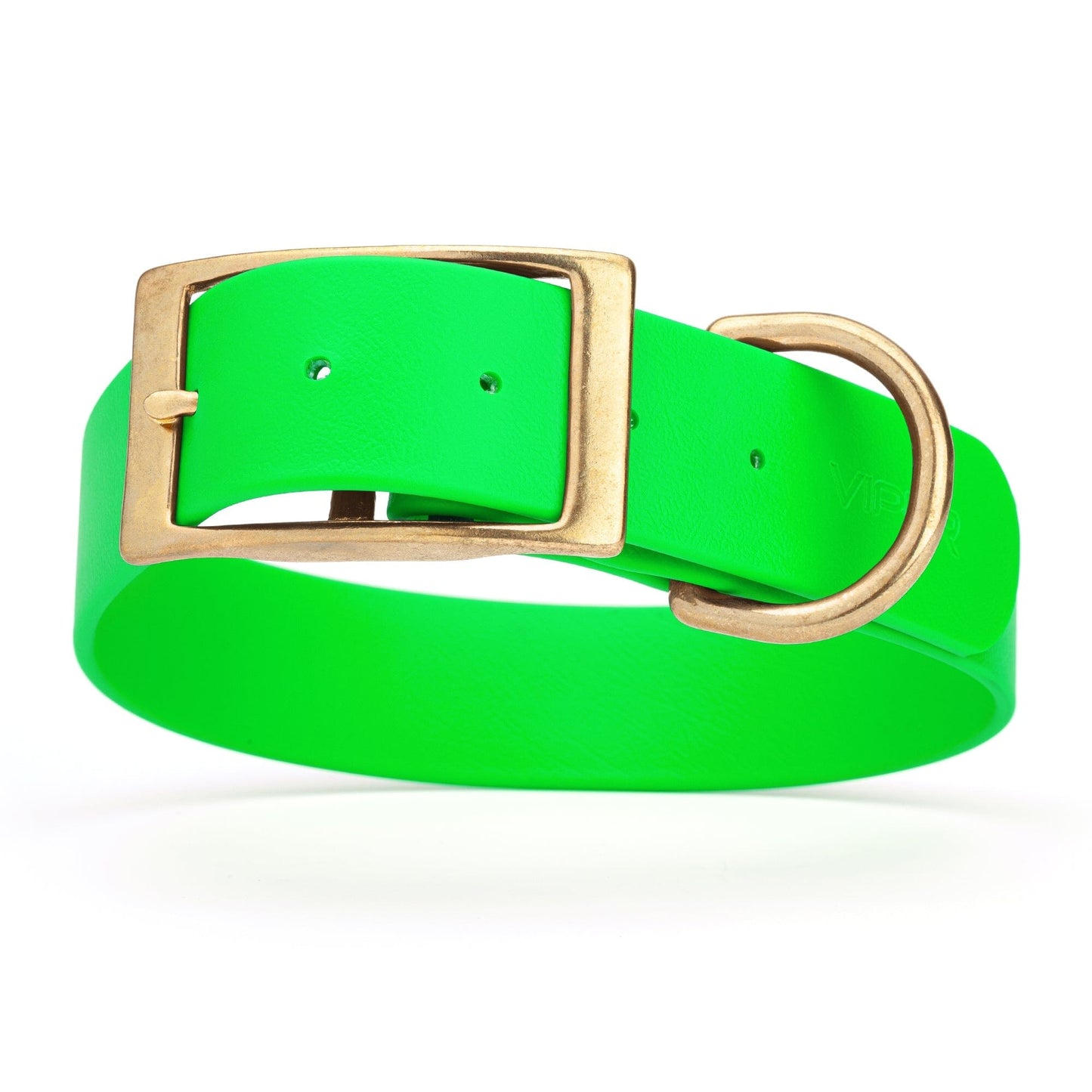 Viper Biothane Waterproof Dog Collar - Brass Hardware - 1.5in Wide, Size XL (20 to 24 inches) Tropical Green Dog Collars Dogline