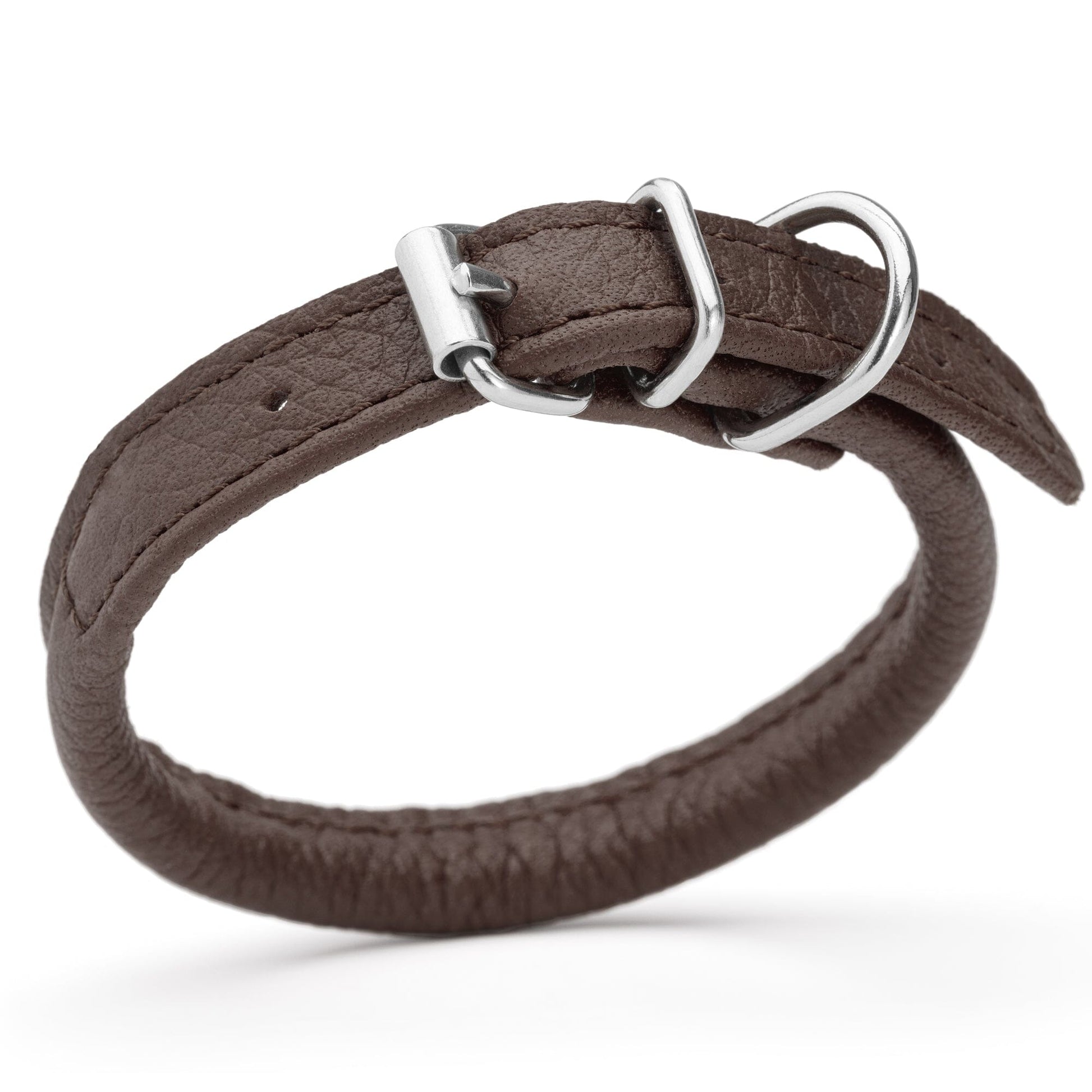 Soft Leather Round Dog Collar Dark Brown 1 4" Dog Collars Dogline
