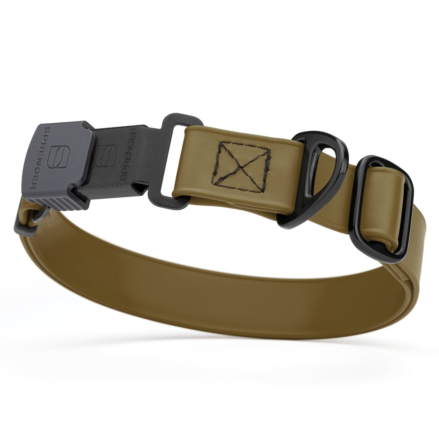 Sprenger BioThane Waterproof Dog Collar with Stainless Steel ClicLock Quick Release Buckle Coyote Brown Black Buckle Dog Collars Dogline