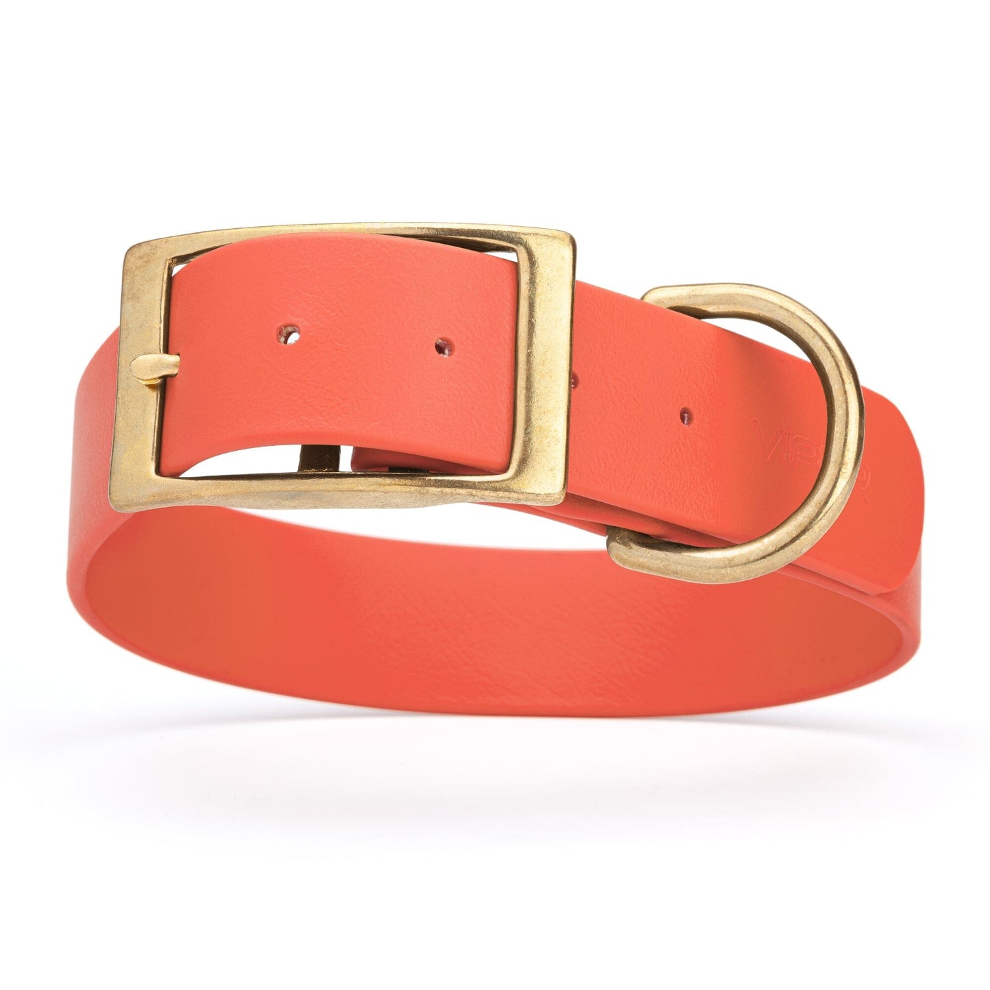 Viper Biothane Waterproof Dog Collar - Brass Hardware - 1.5in Wide, Size XXL (24 to 28 inches) Coral Dog Collars Dogline