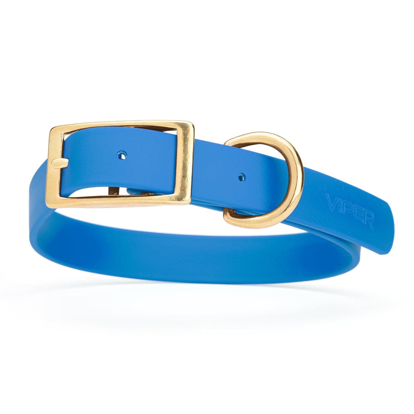 Viper Biothane Waterproof Dog Collar - Brass Hardware - Size XL (22 to 25 inches) Cerulean Blue Dog Collars Dogline