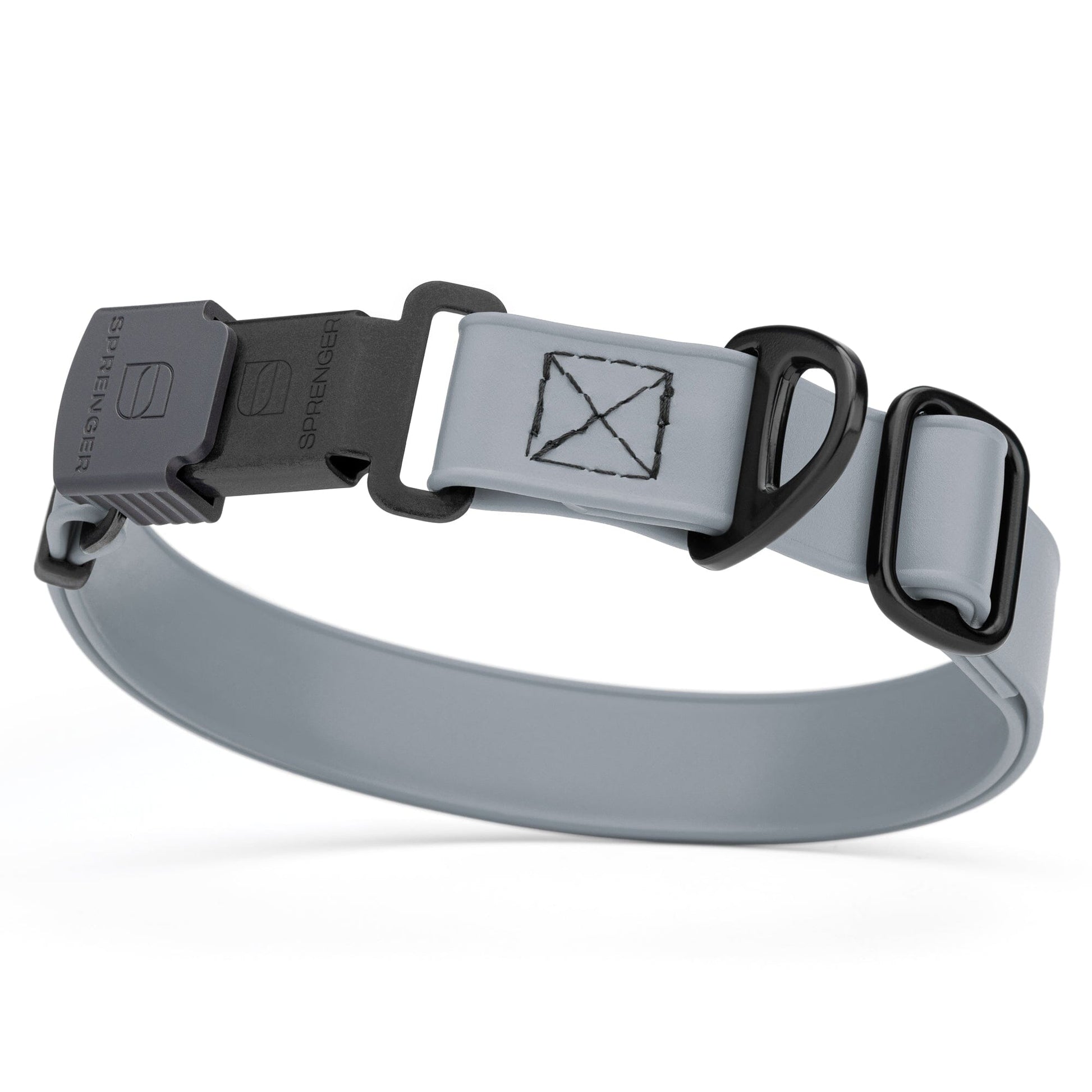 Sprenger BioThane Waterproof Dog Collar with Stainless Steel ClicLock Quick Release Buckle Battleship Gray Black Buckle Dog Collars Dogline