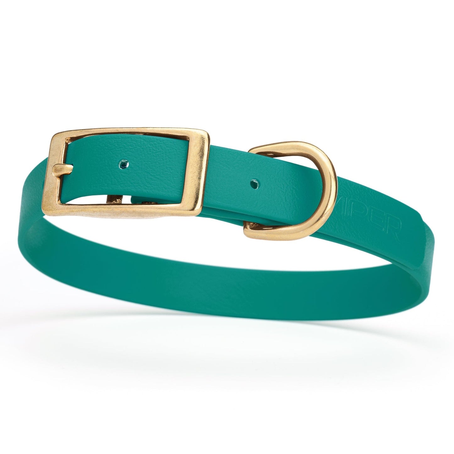 Viper Biothane Waterproof Dog Collar - Brass Hardware - Size M (15 to 18 inches) Blue Aqua Dog Collars Dogline