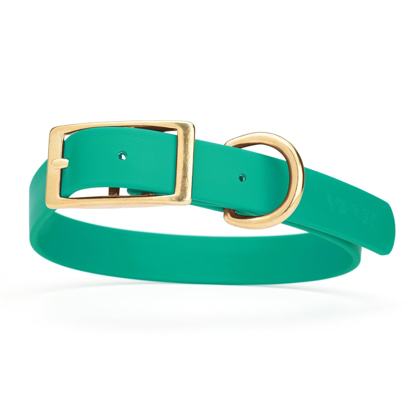 Viper Biothane Waterproof Dog Collar - Brass Hardware - Size XL (22 to 25 inches) Teal Dog Collars Dogline