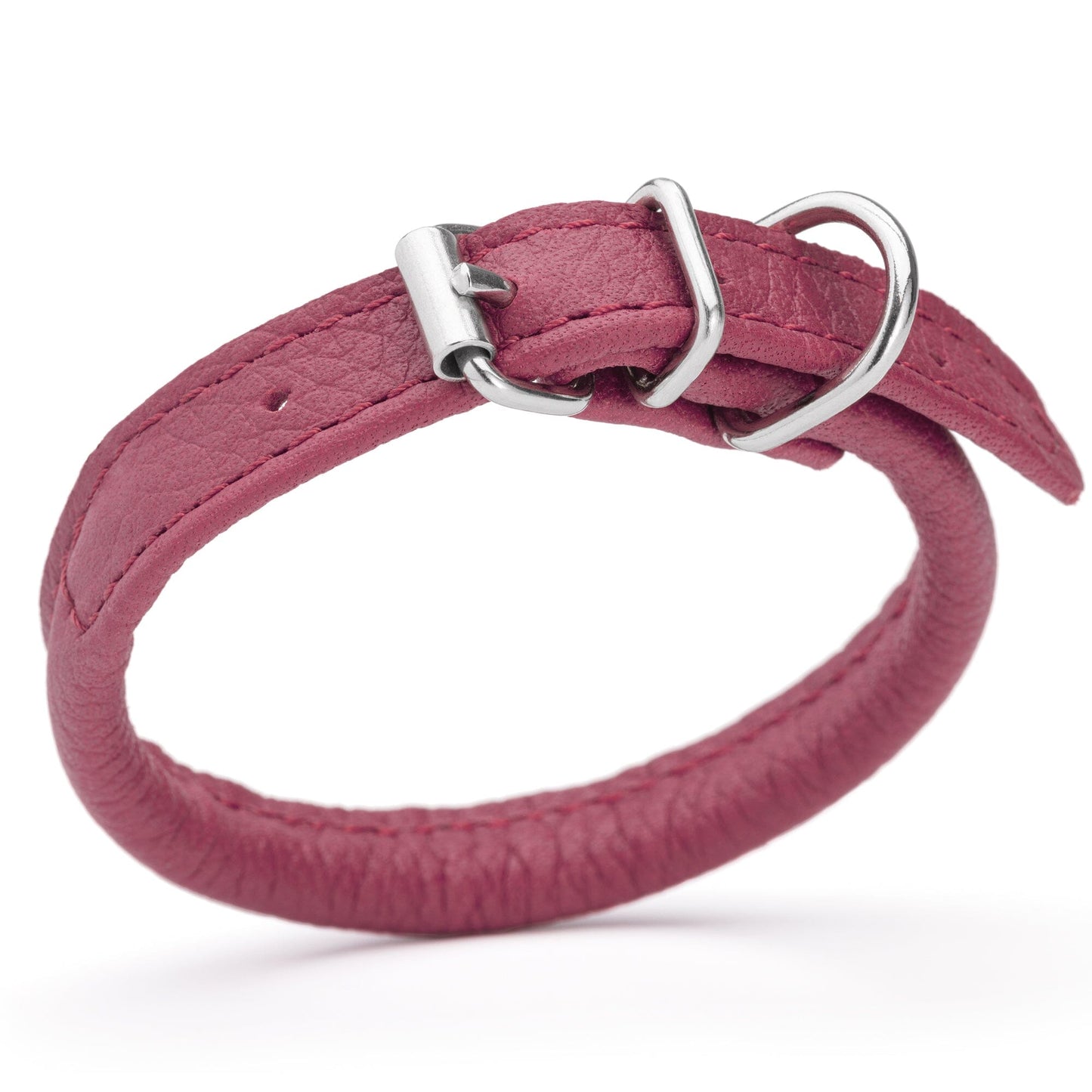 Soft Leather Round Dog Collar Pink 1 4" Dog Collars Dogline