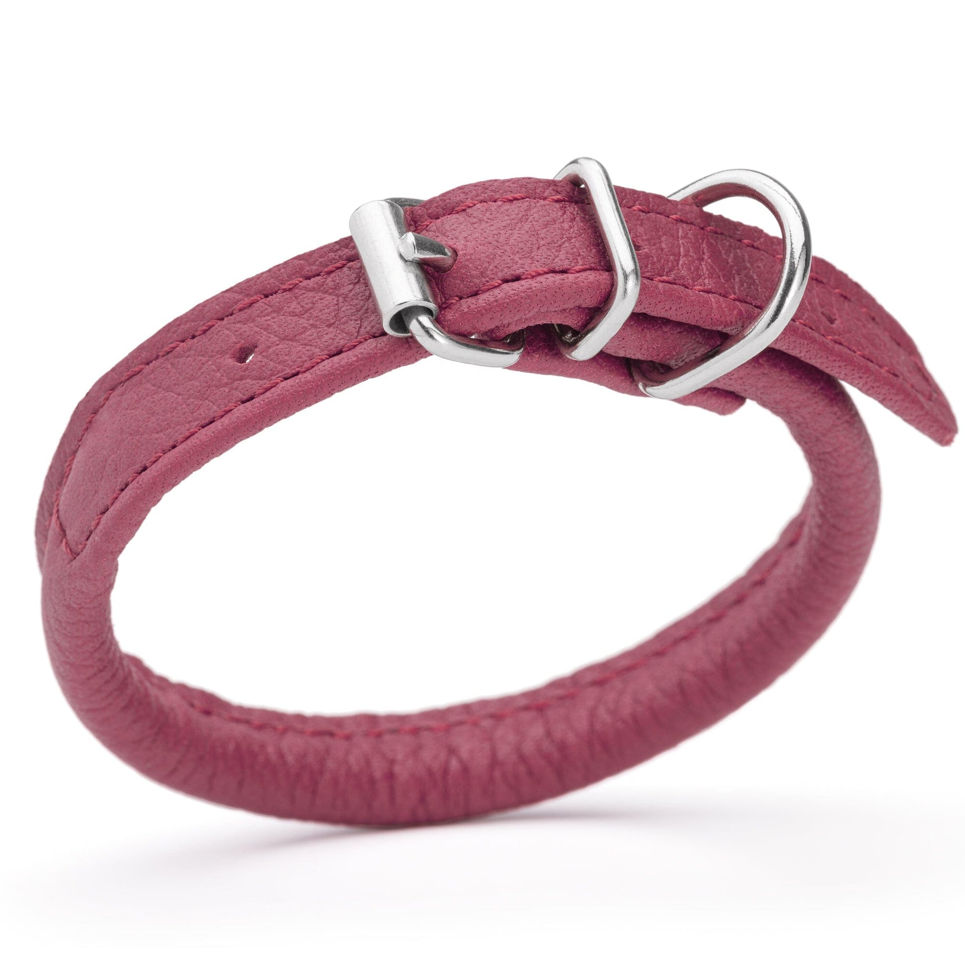 Soft Leather Round Dog Collar Pink 1 4" Dog Collars Dogline