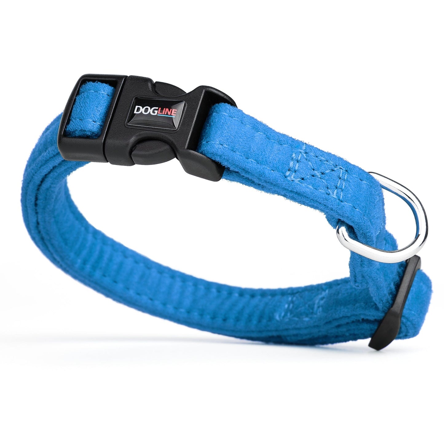 Comfort Microfiber Flat Dog Collar Blue 11-17" 5 8" Dog Collars Dogline