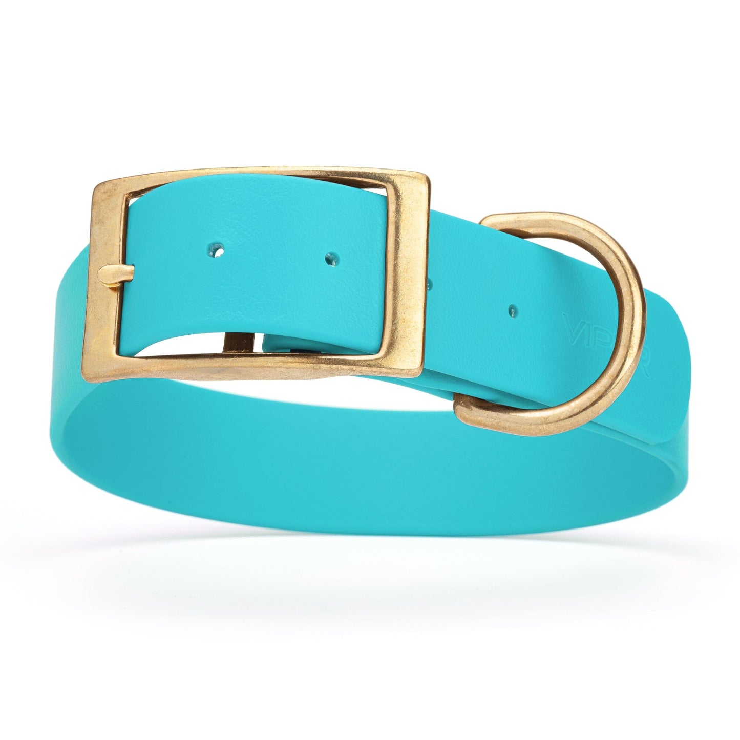 Viper Biothane Waterproof Dog Collar - Brass Hardware - 1.5in Wide, Size XXL (24 to 28 inches) Sky Blue Dog Collars Dogline